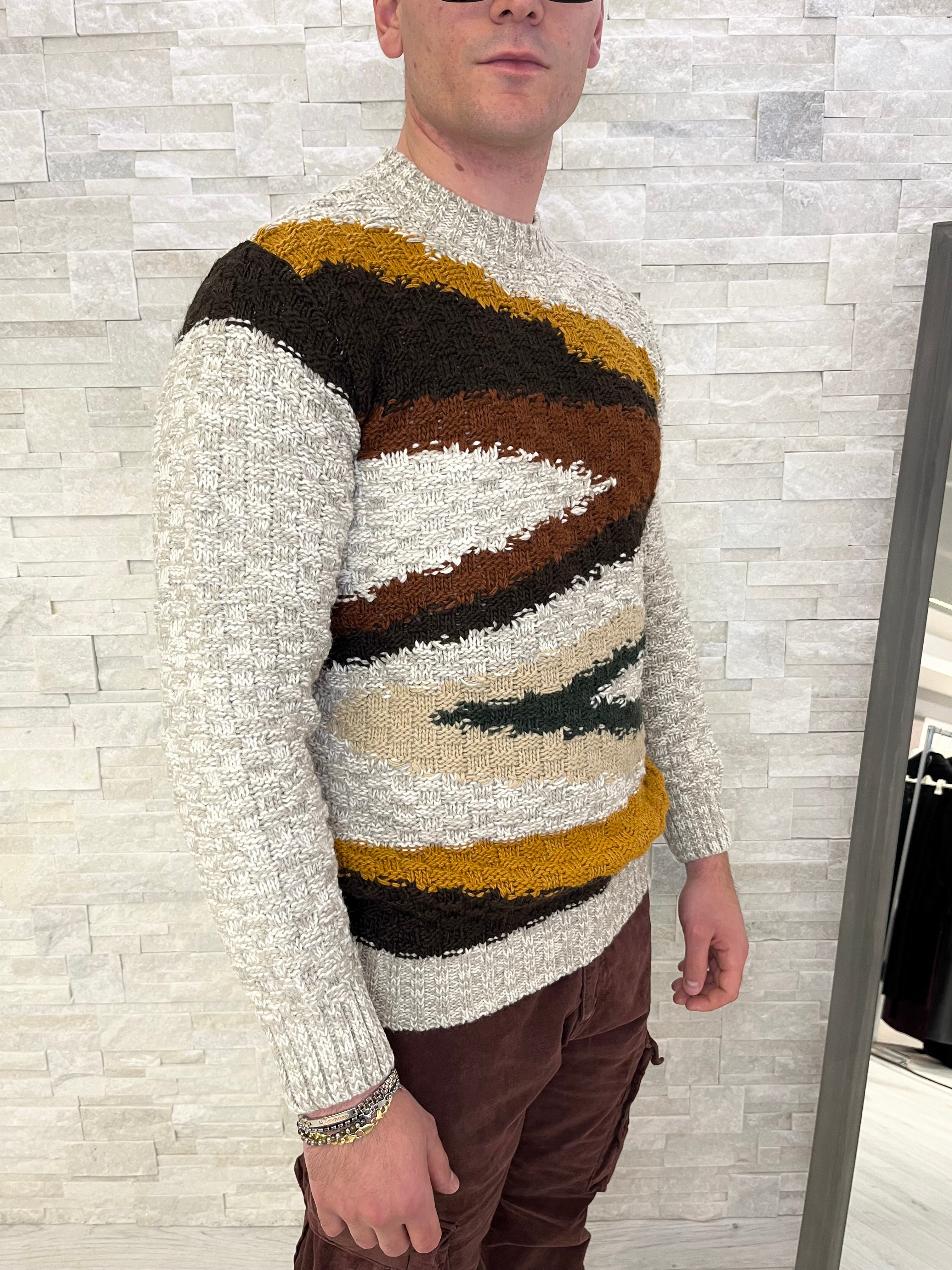 Maglia girocollo con motivo astratto multicolore