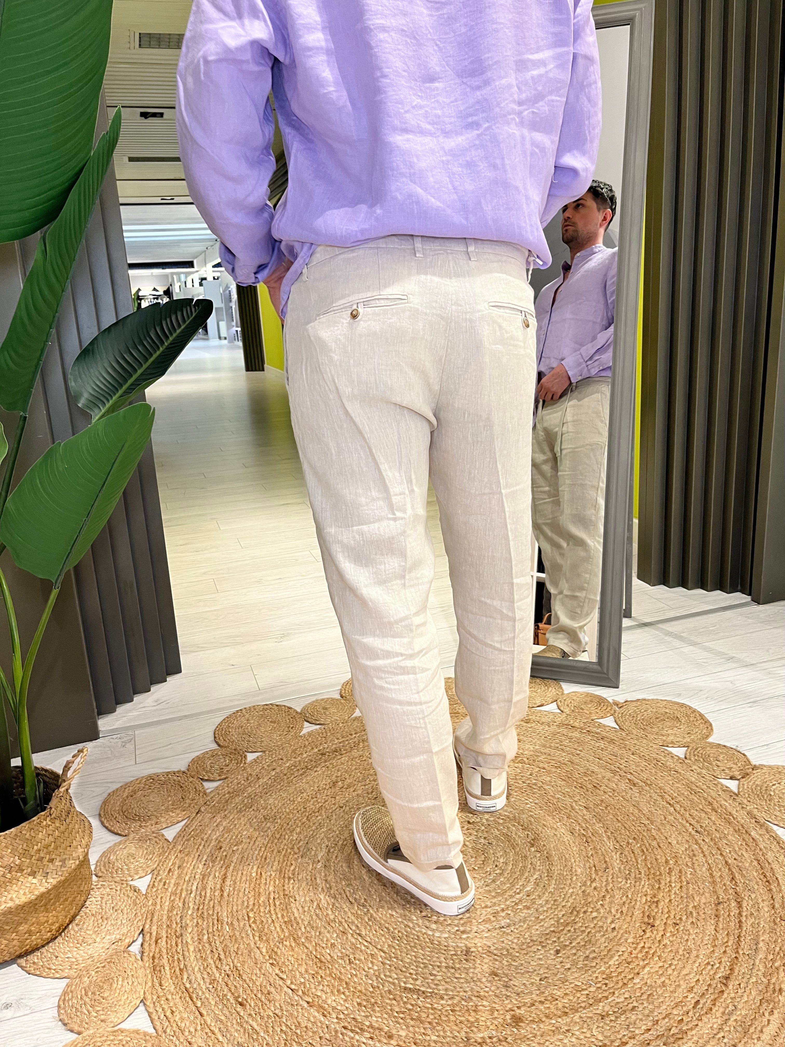Pantalone in lino sabbia