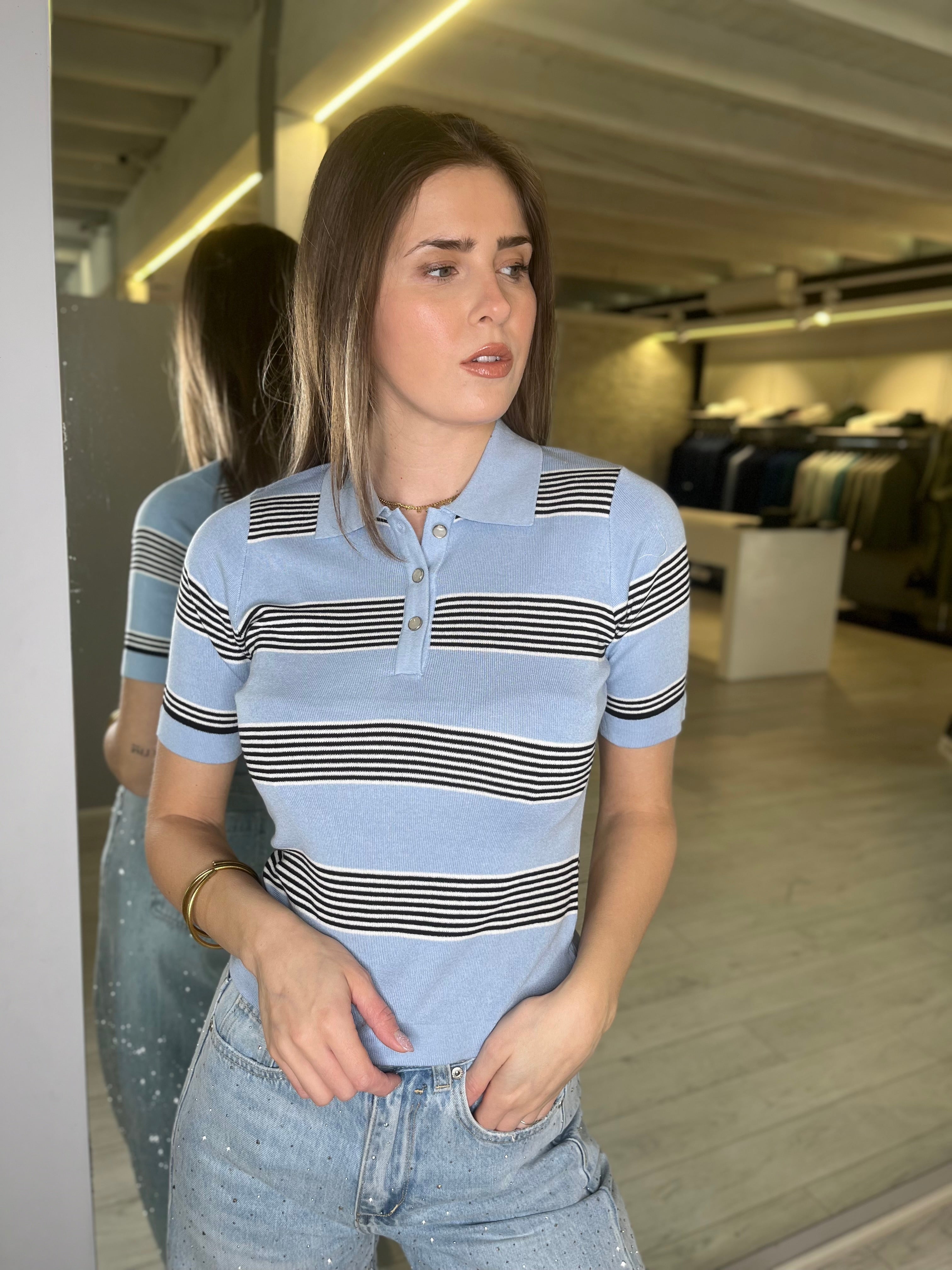 Polo a righe manica corta
