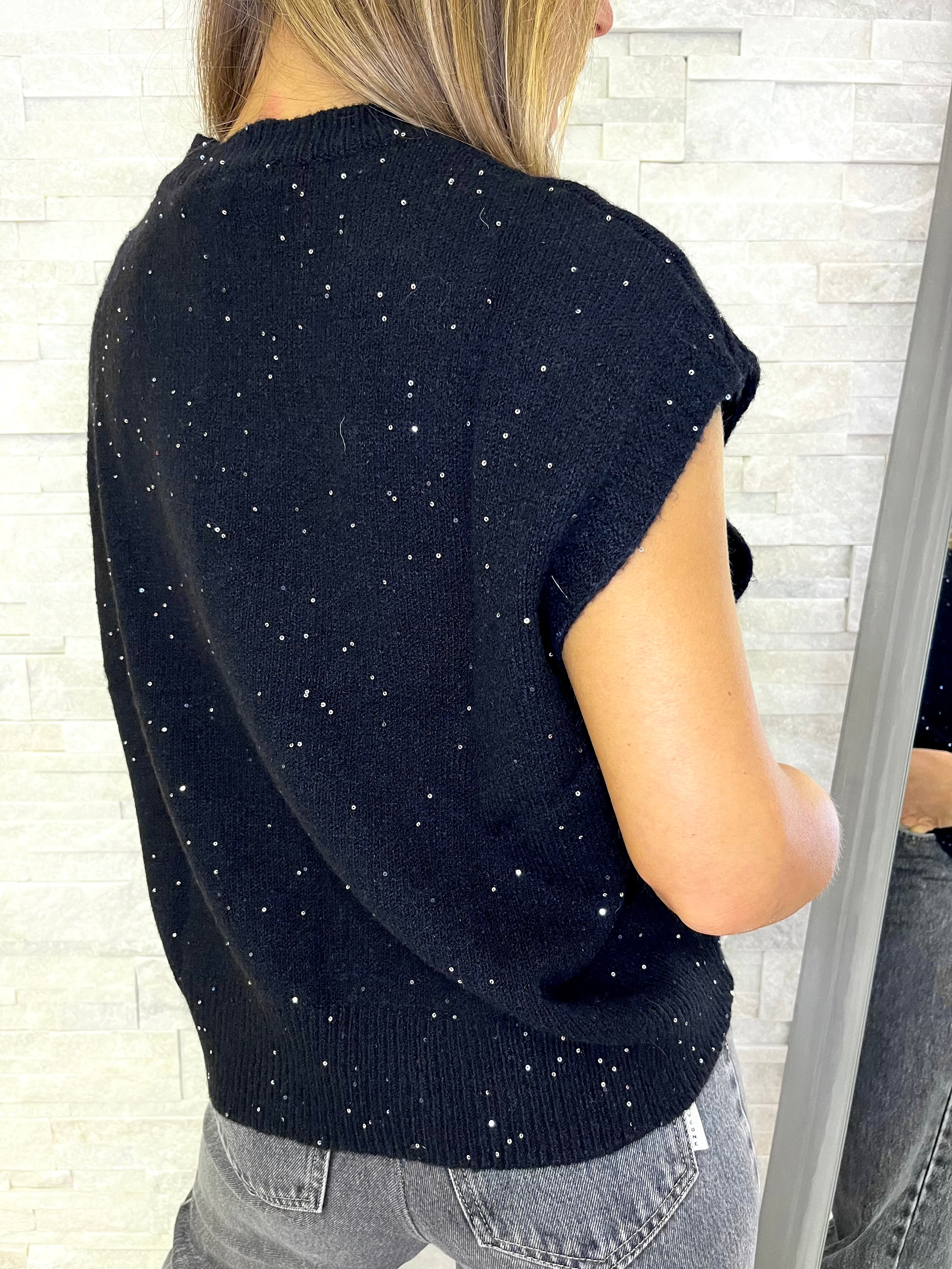 Gilet nero con micropaillettes