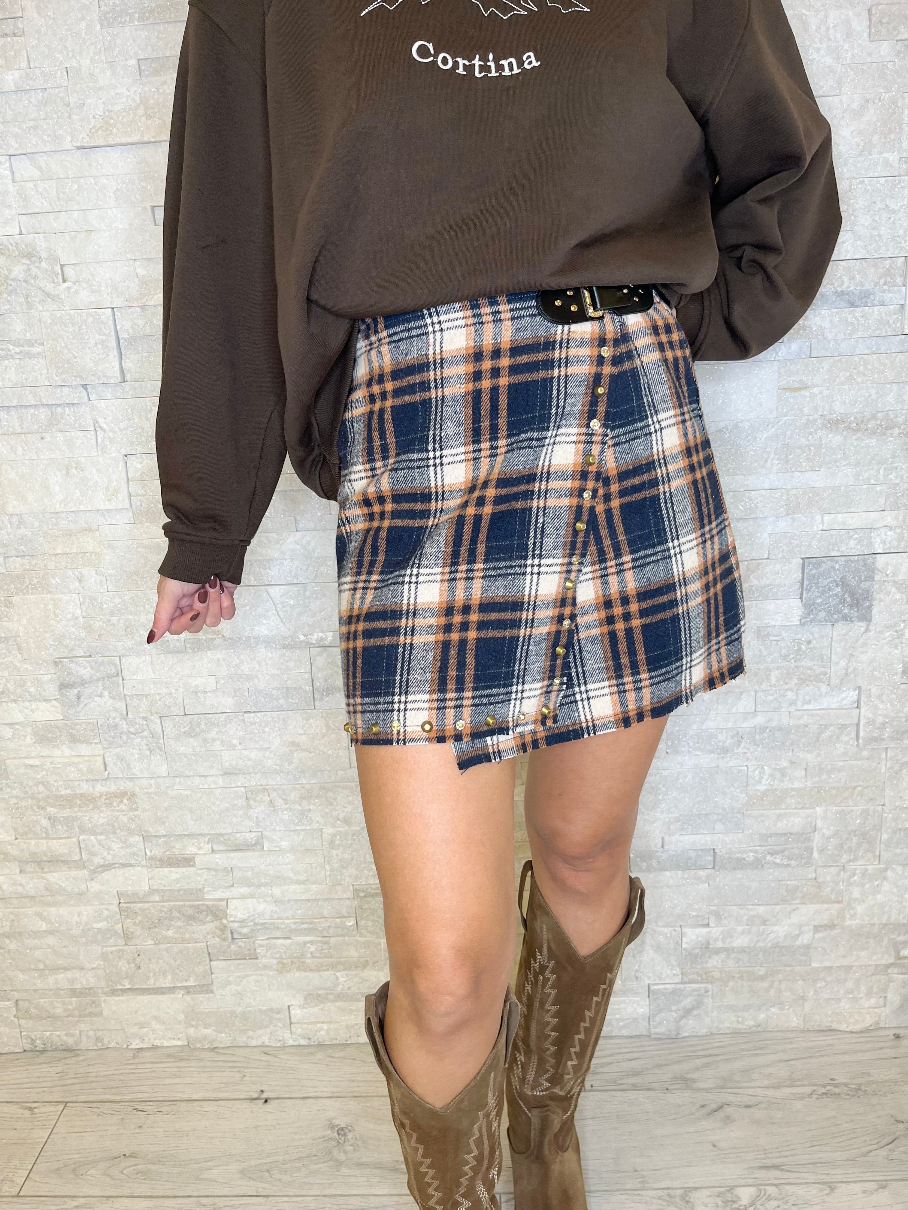 Minigonna check portafoglio