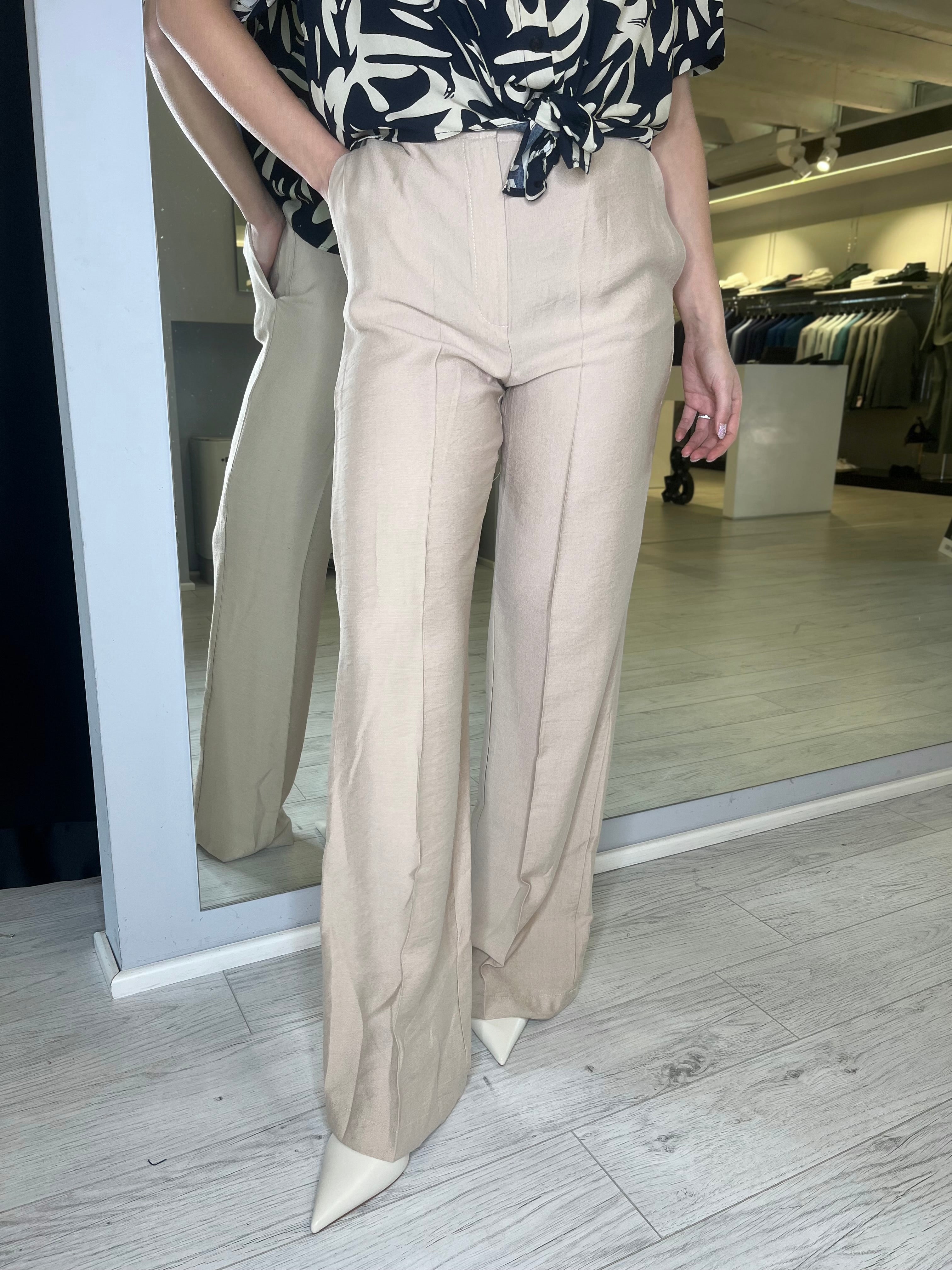 Pantalone palazzo beige