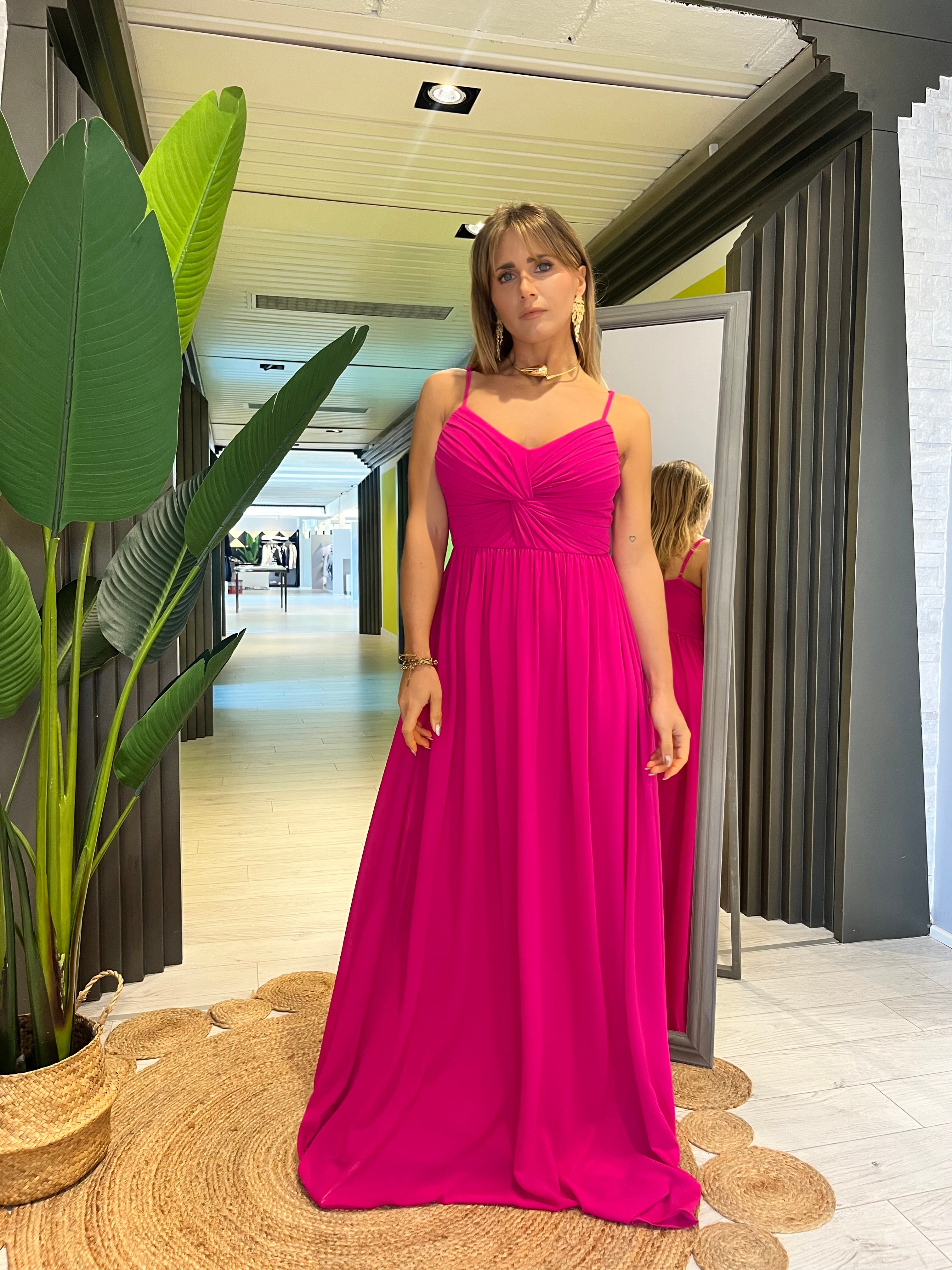 Abito cerimonia lungo fuxia