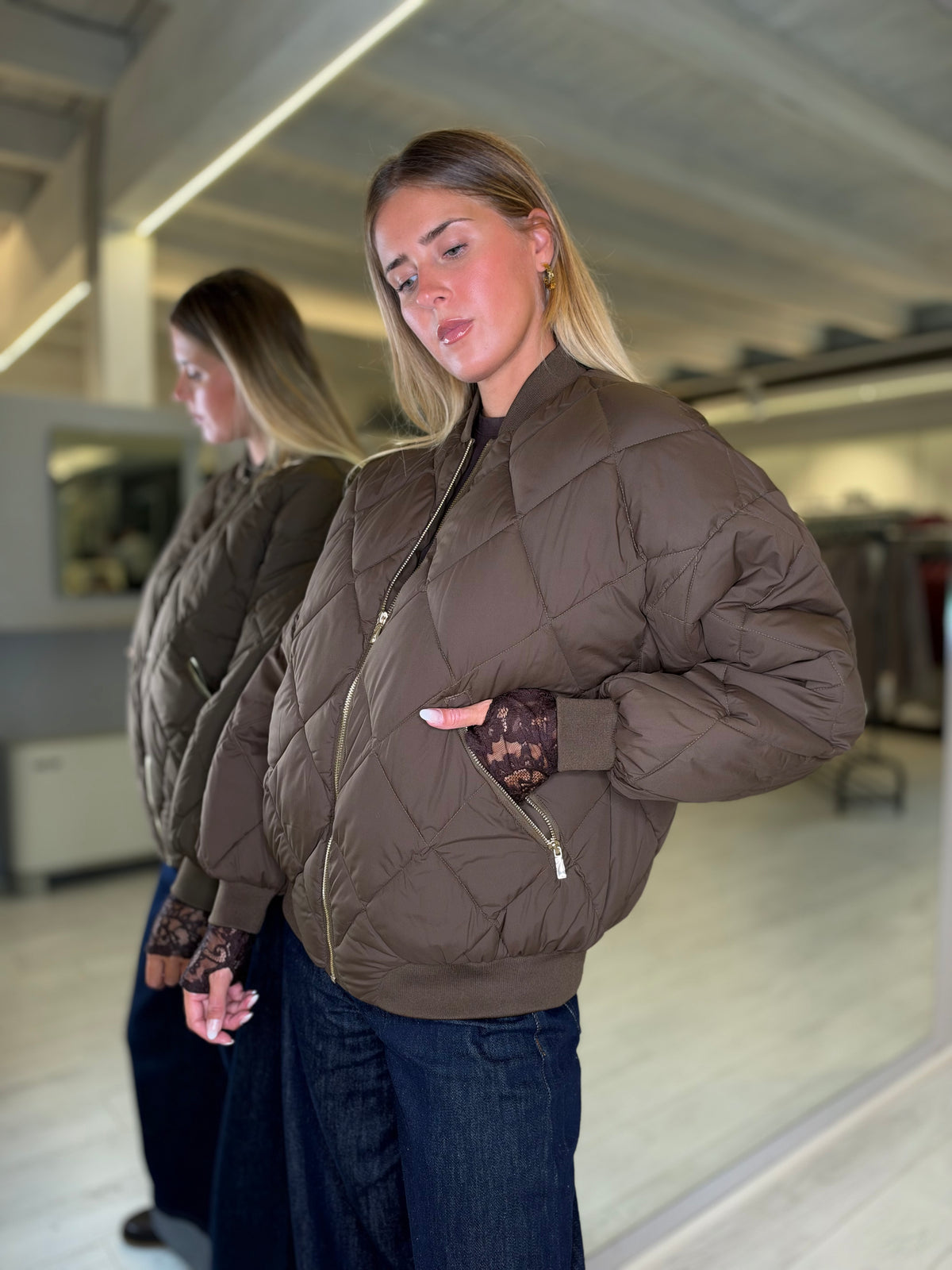 Bomber trapuntato dark brown