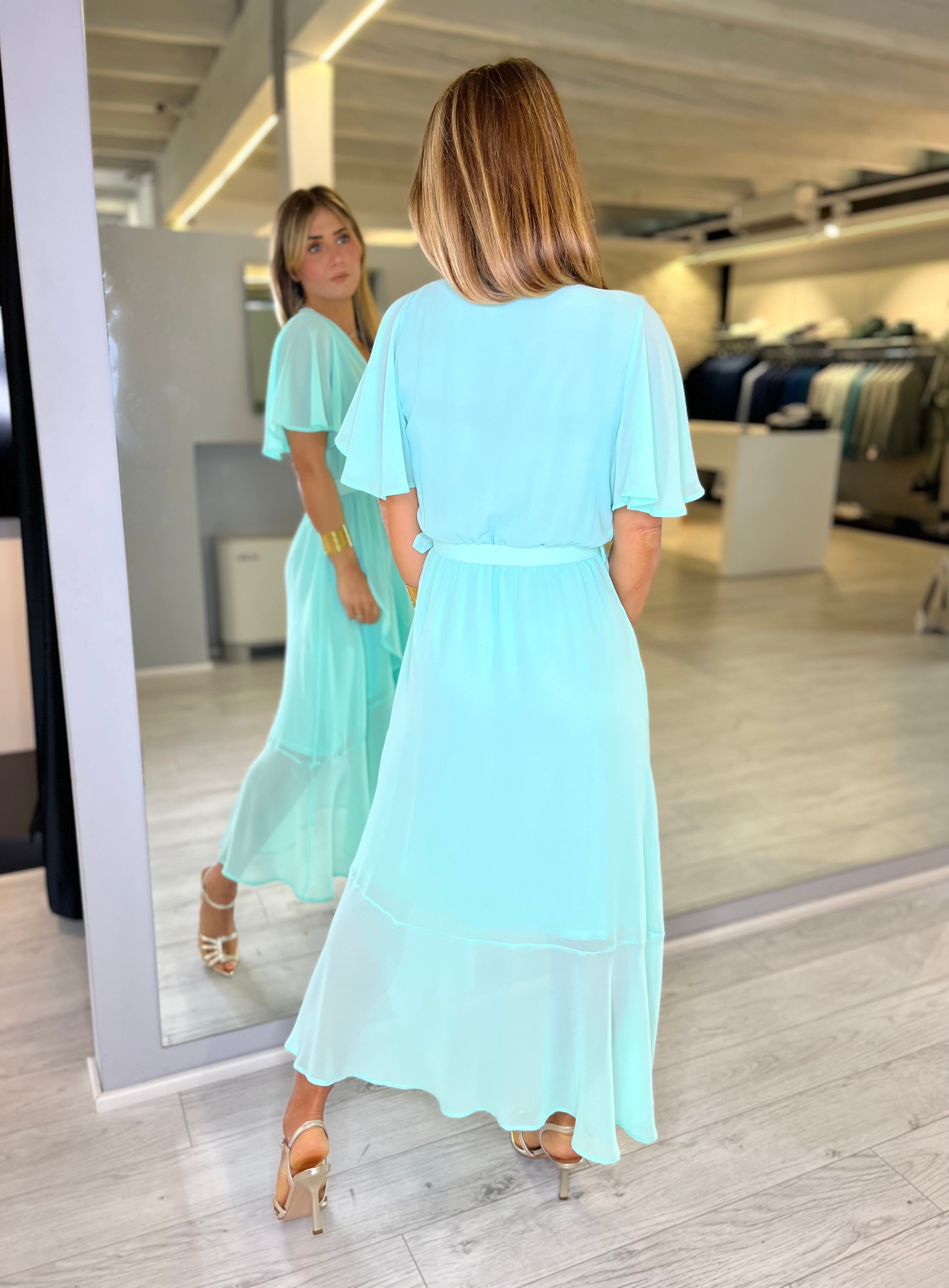 Abito midi acquamarina