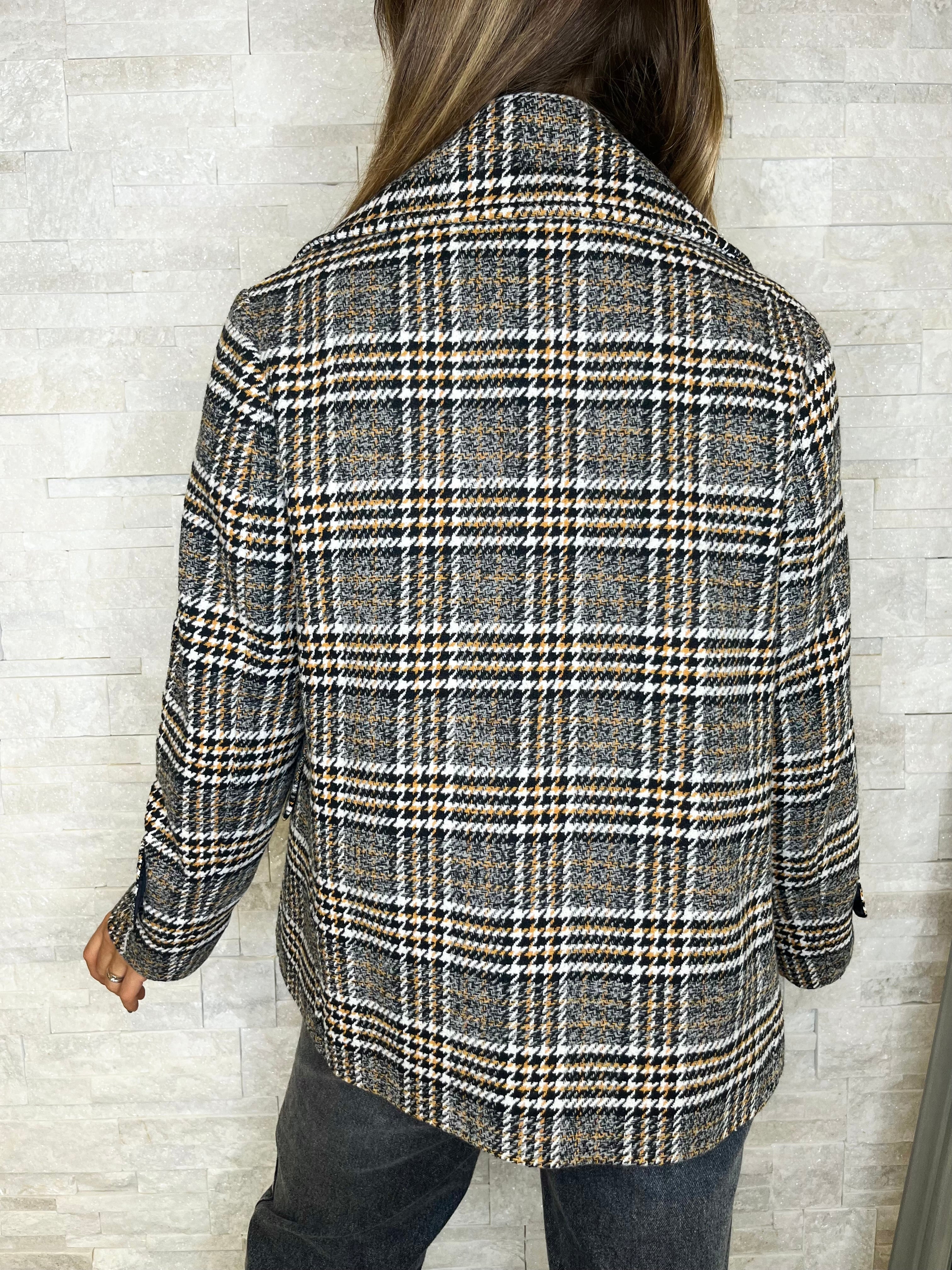 Cappotto midi tartan doppiopetto