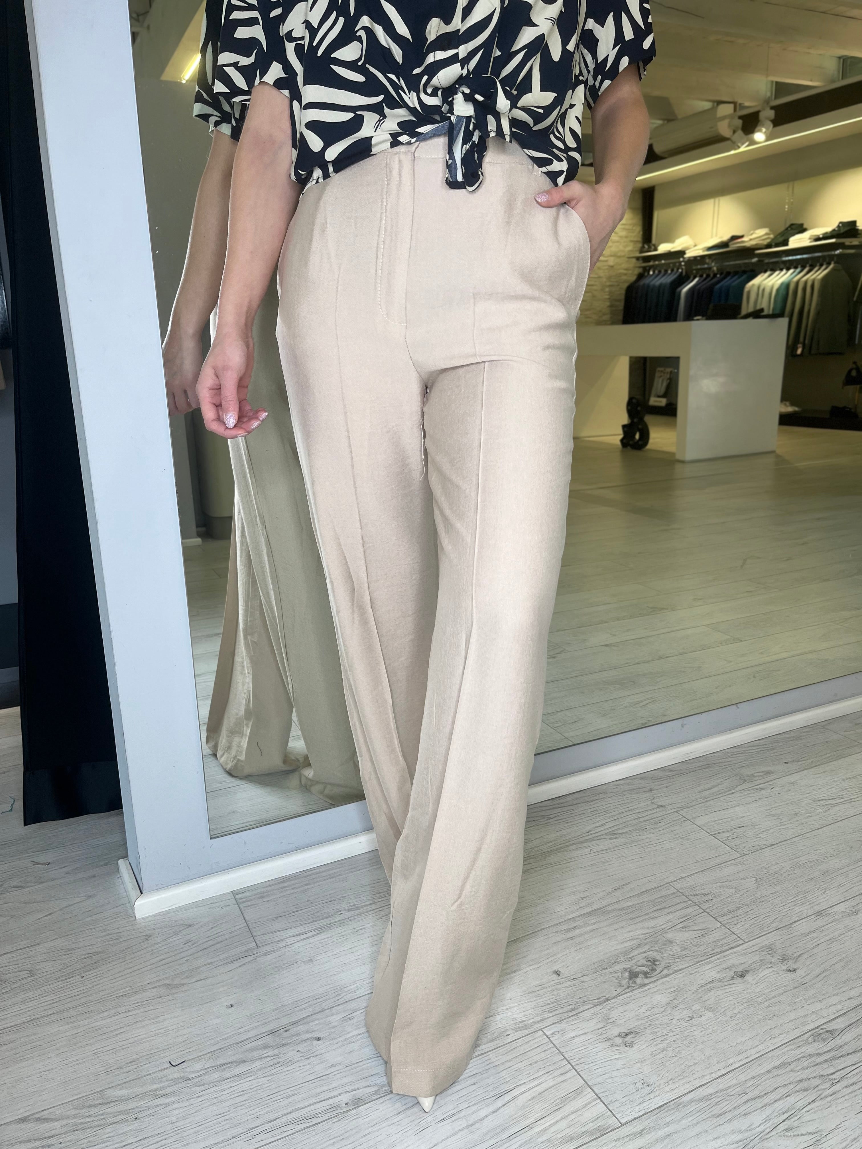 Pantalone palazzo beige