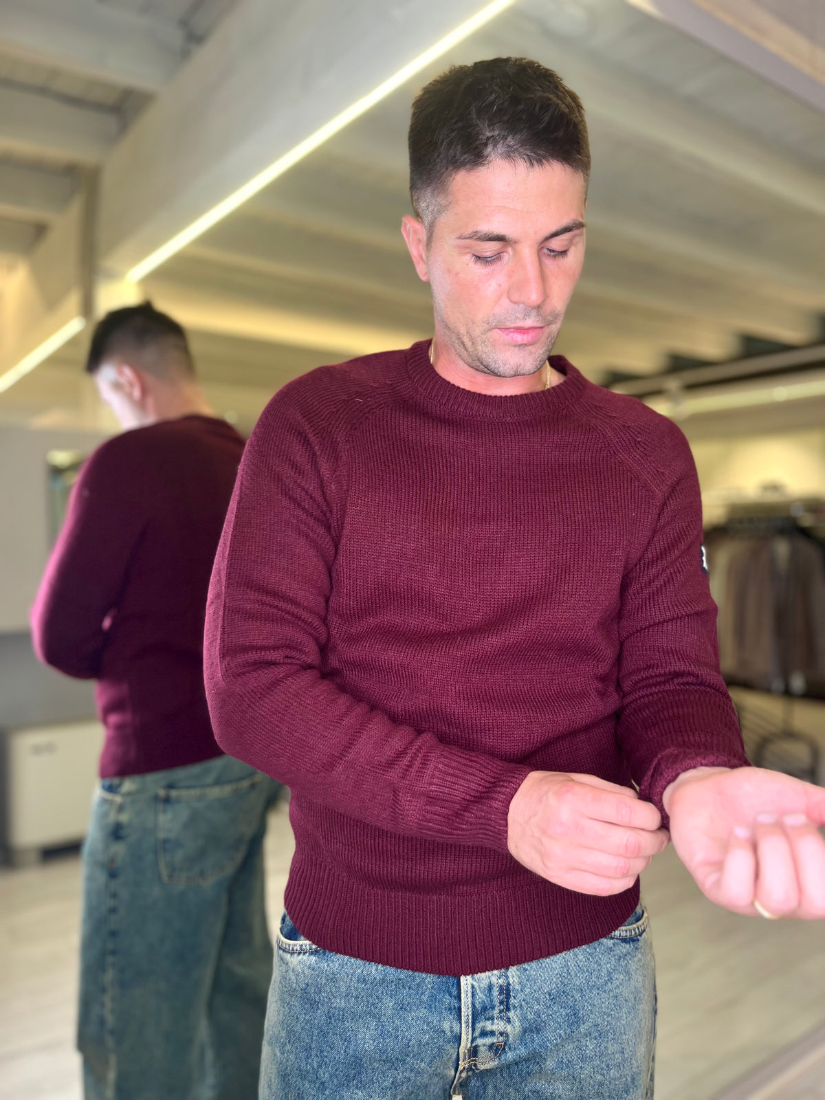 Maglia girocollo bordeaux
