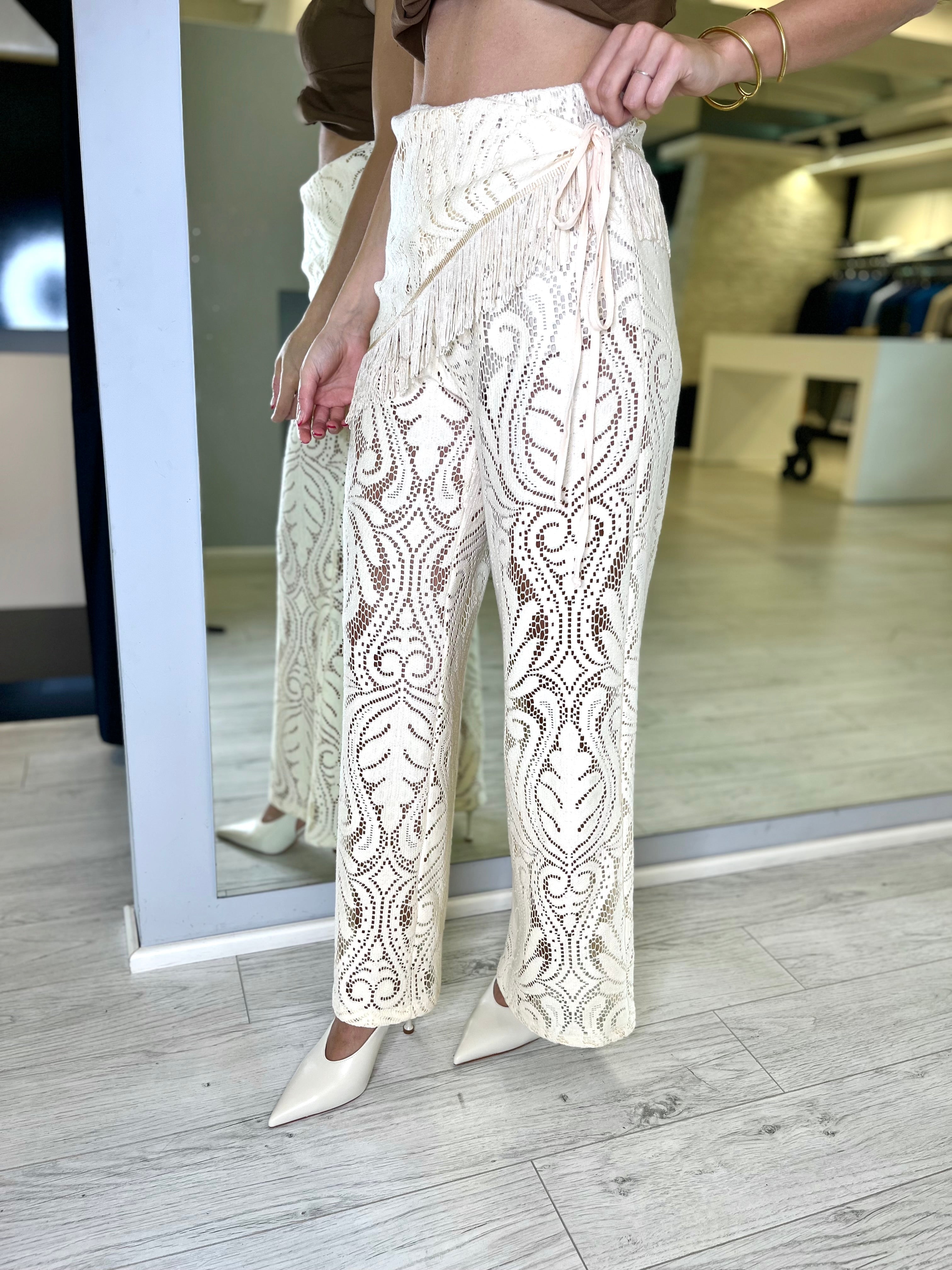 Pantalone crochet burro