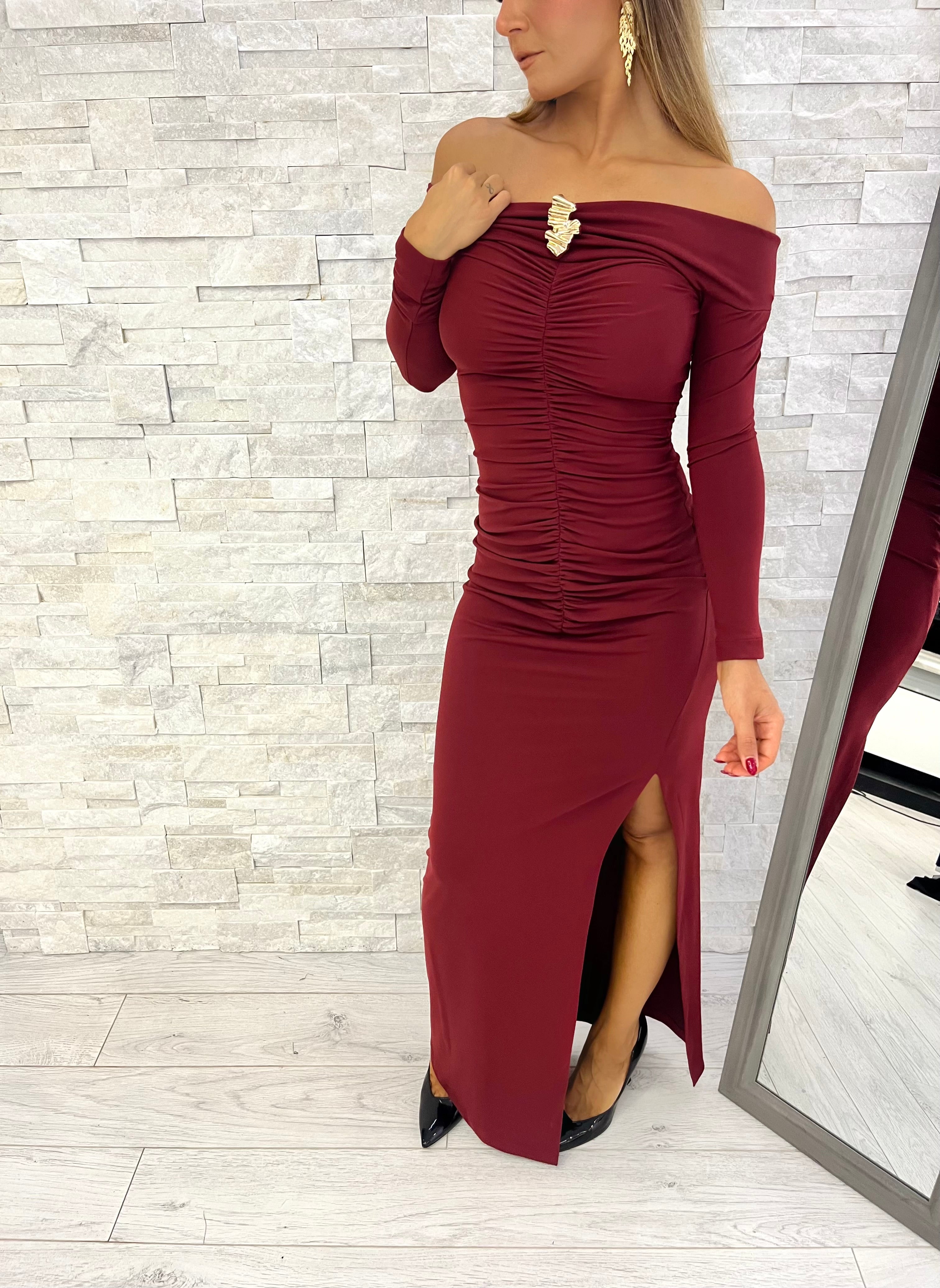 Abito Bardot bordeaux