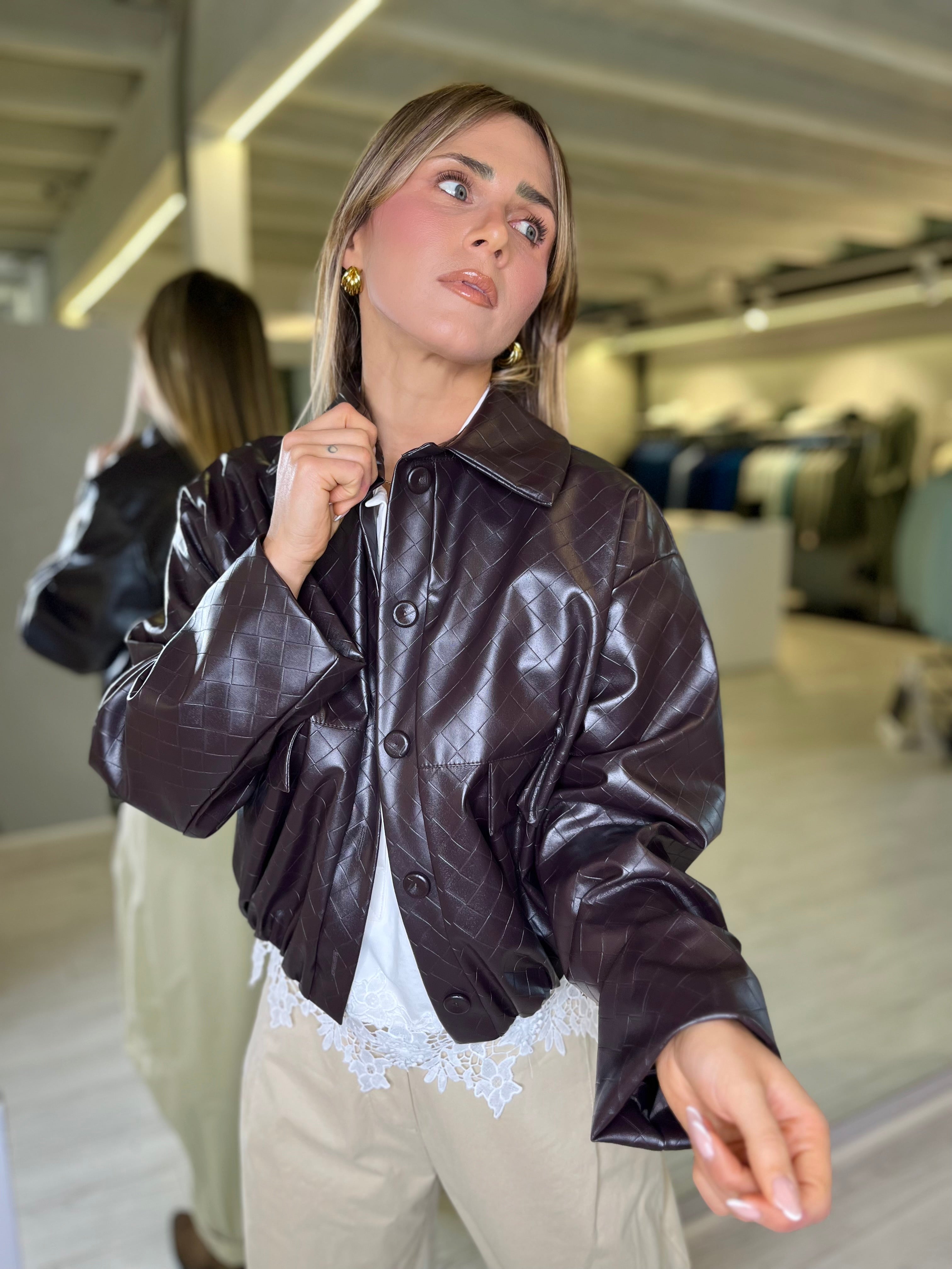 Bomber ecopelle moro