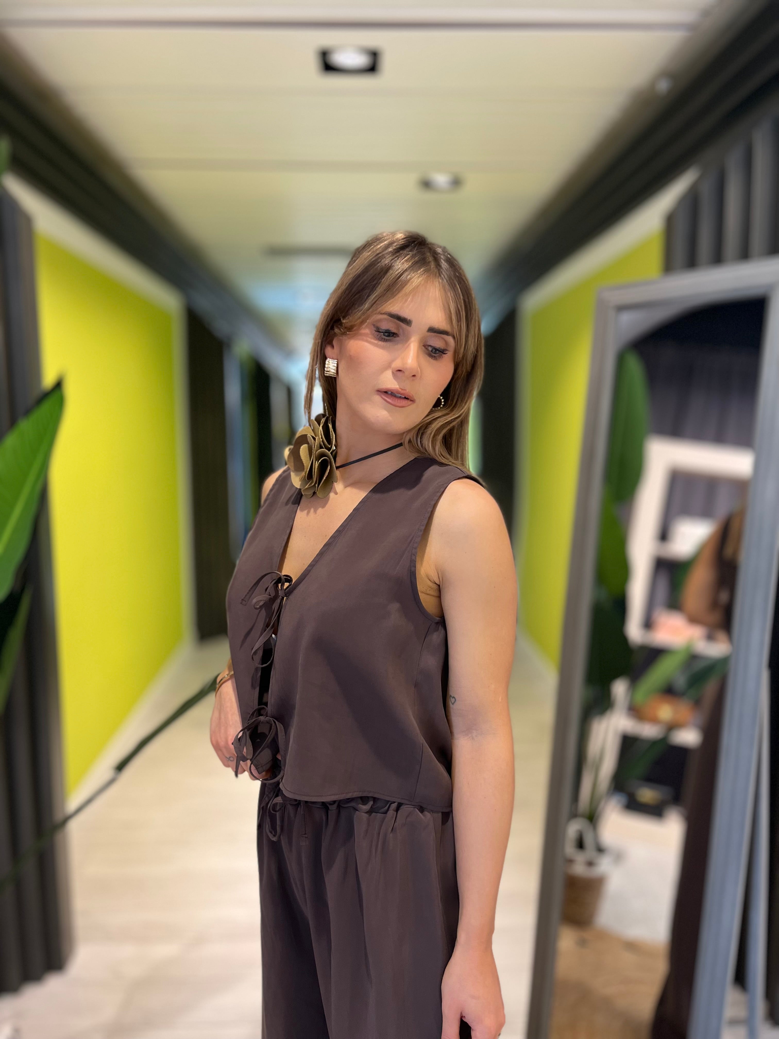 Set coordinato gilet e pantaloni moro