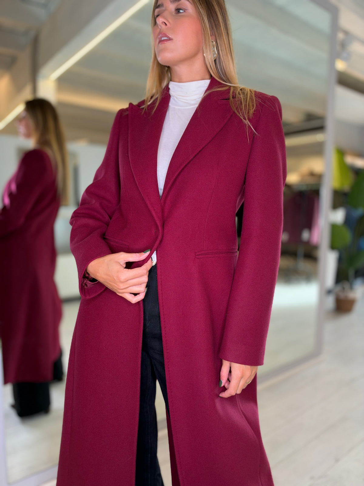 Cappotto monopetto bordeuax