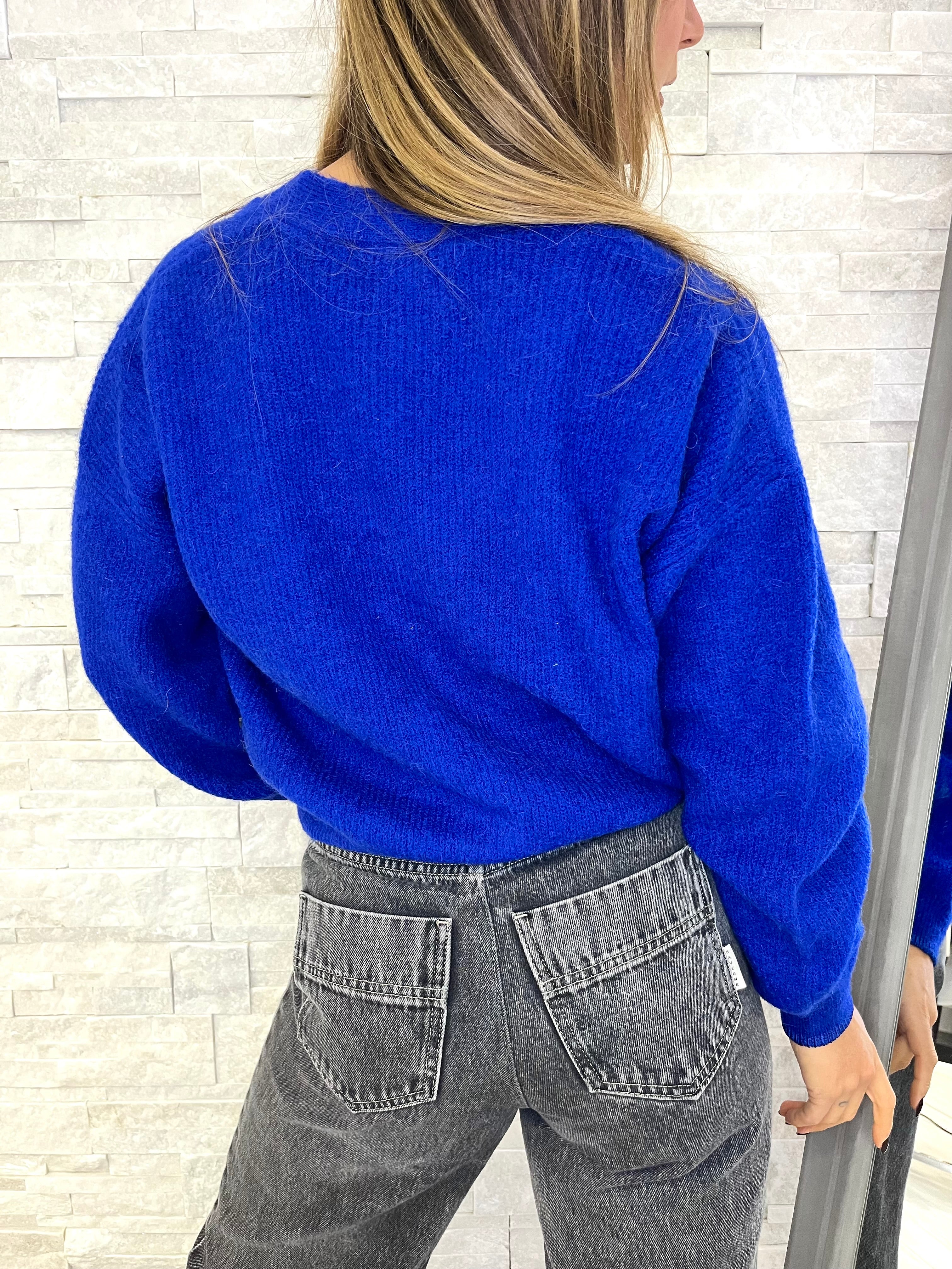Cardigan blu tre bottoni
