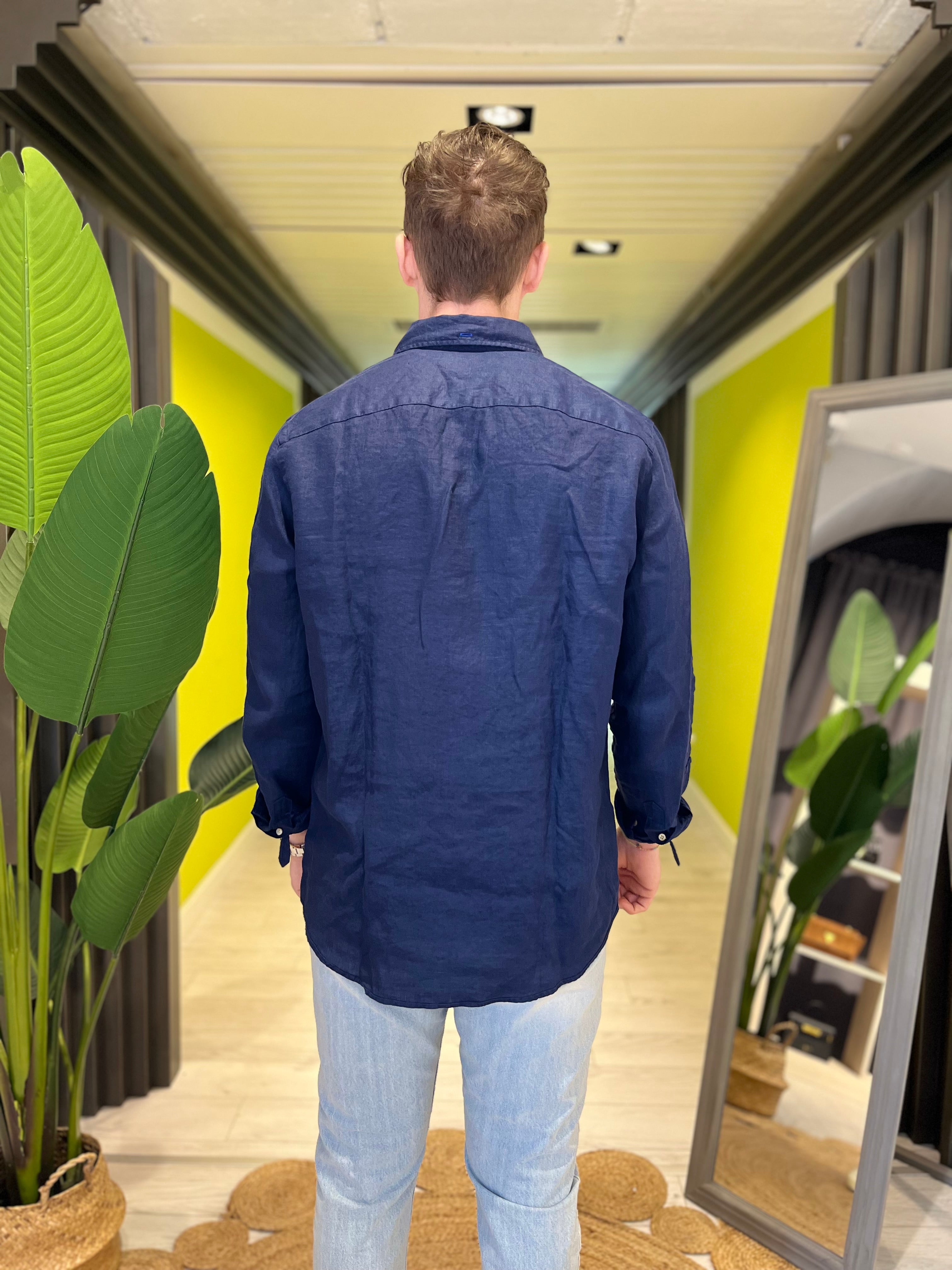 Camicia in lino blu