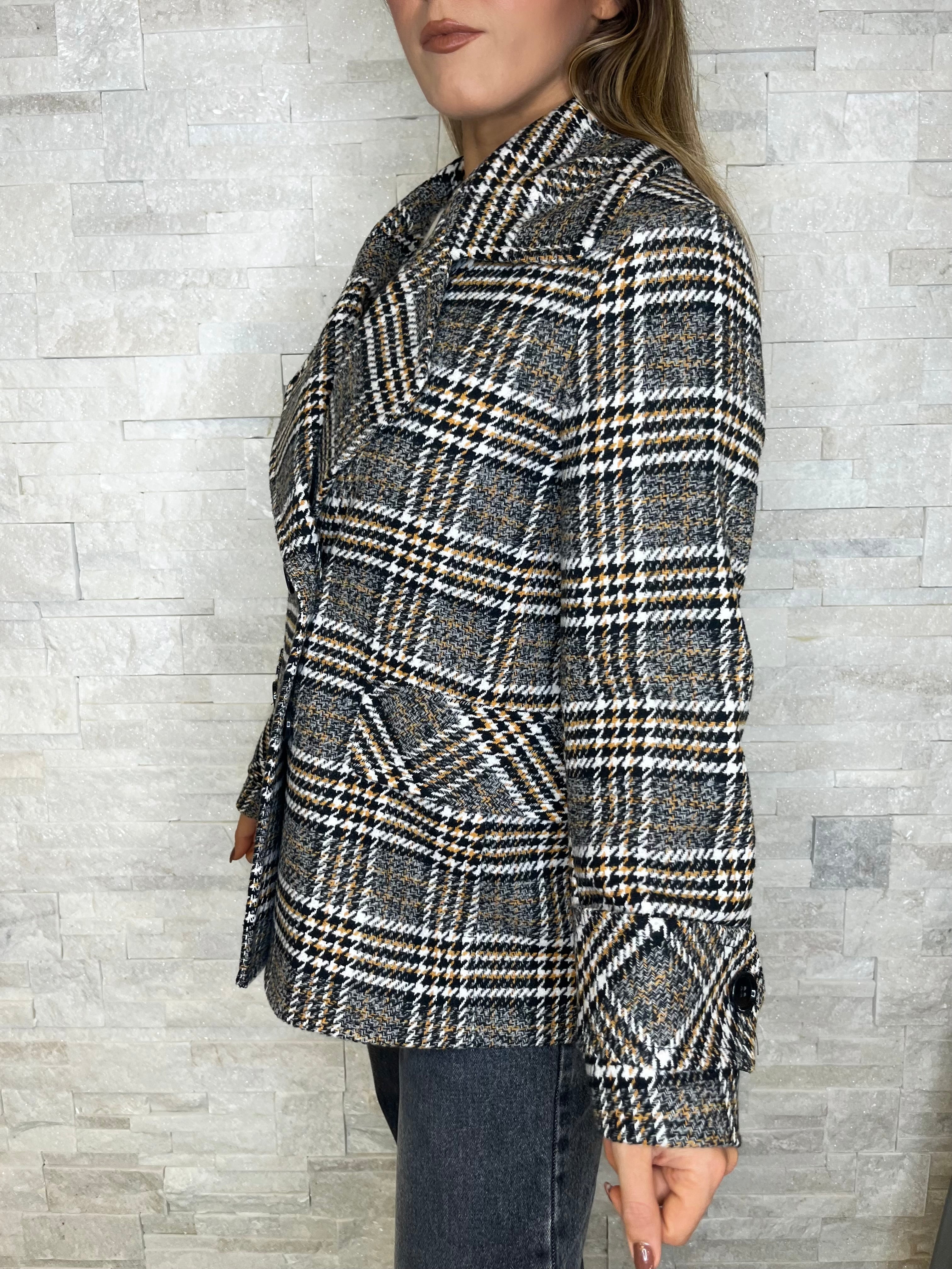 Cappotto midi tartan doppiopetto