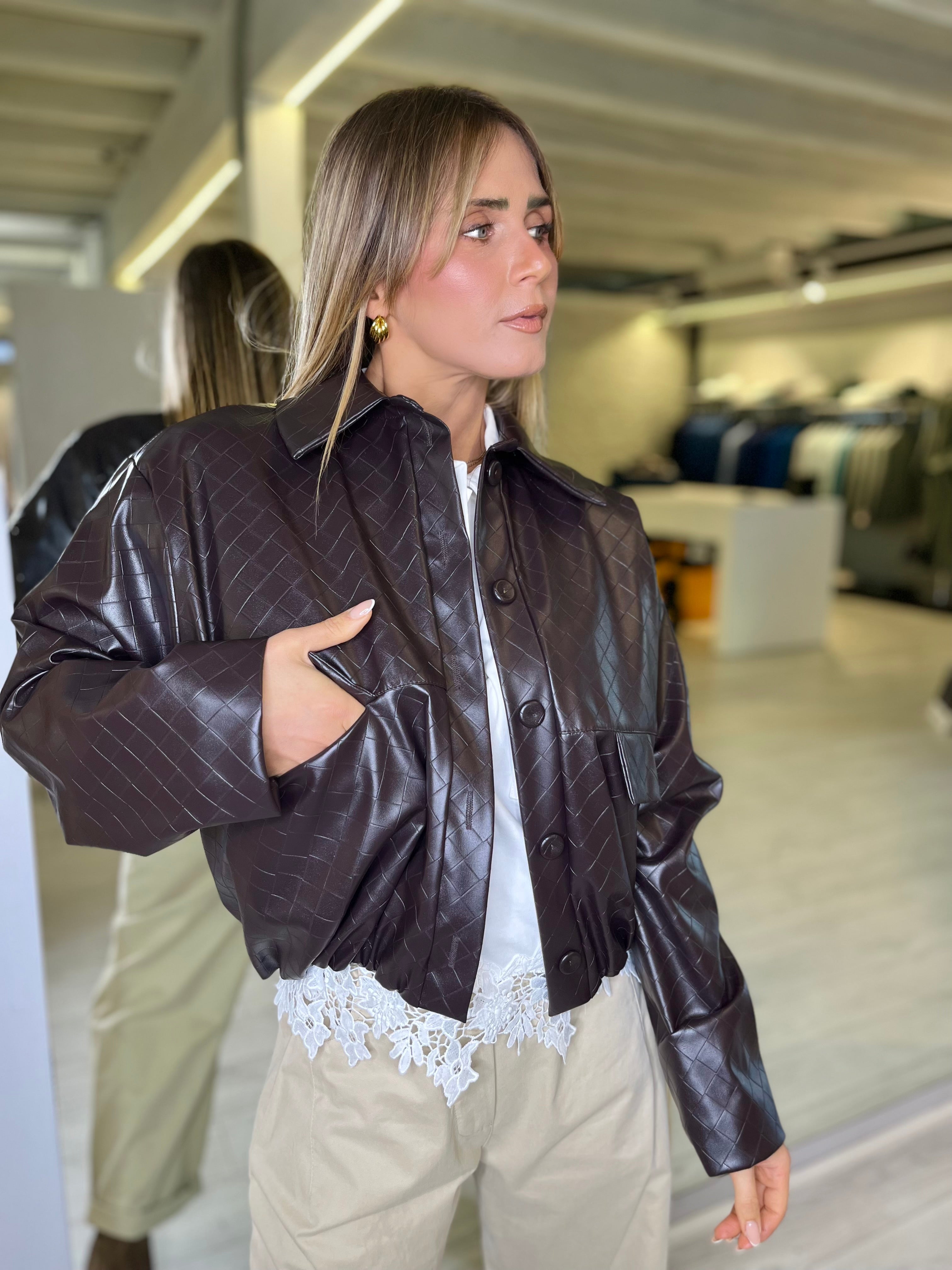 Bomber ecopelle moro