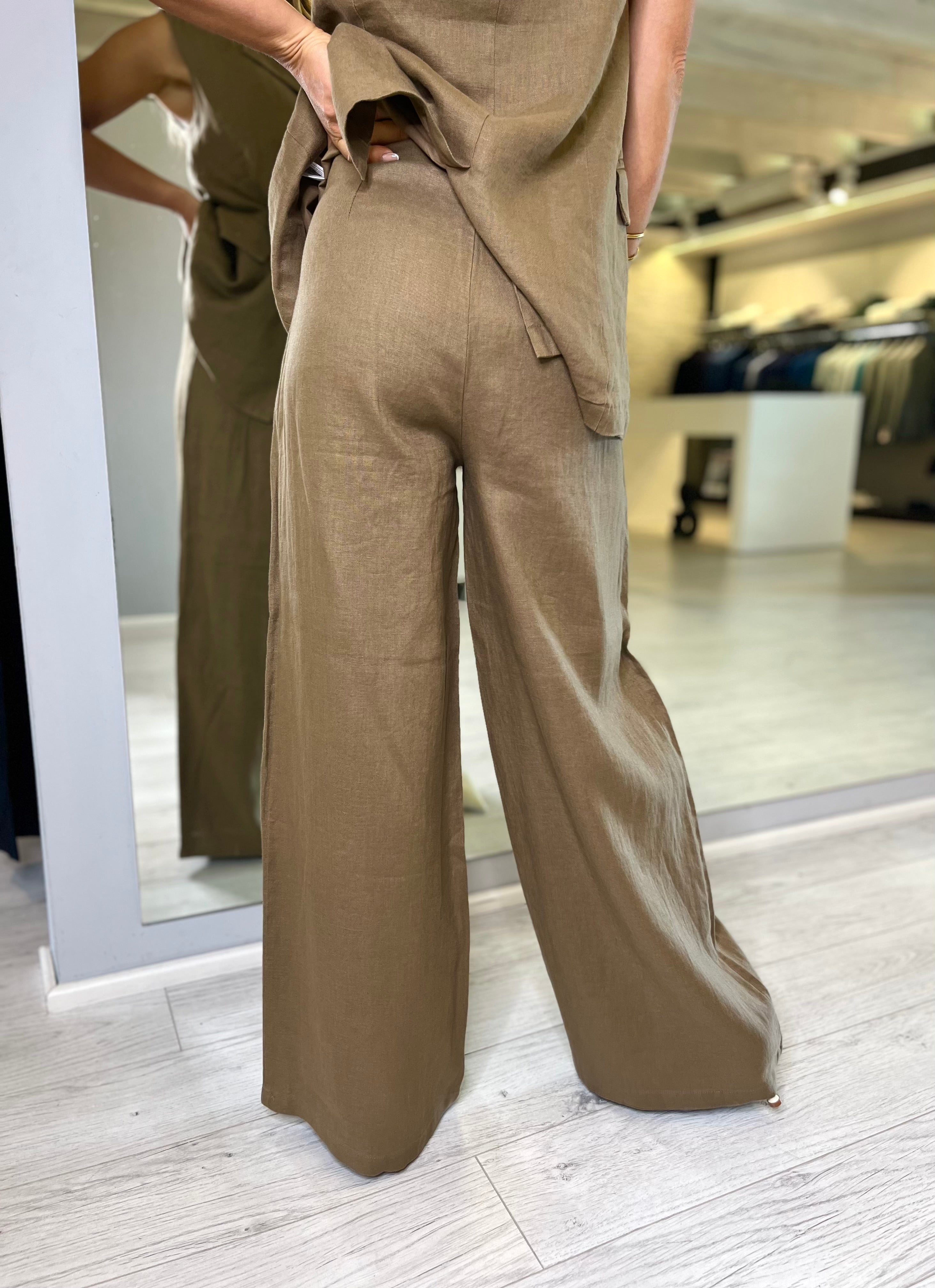 Pantalone in lino light brown