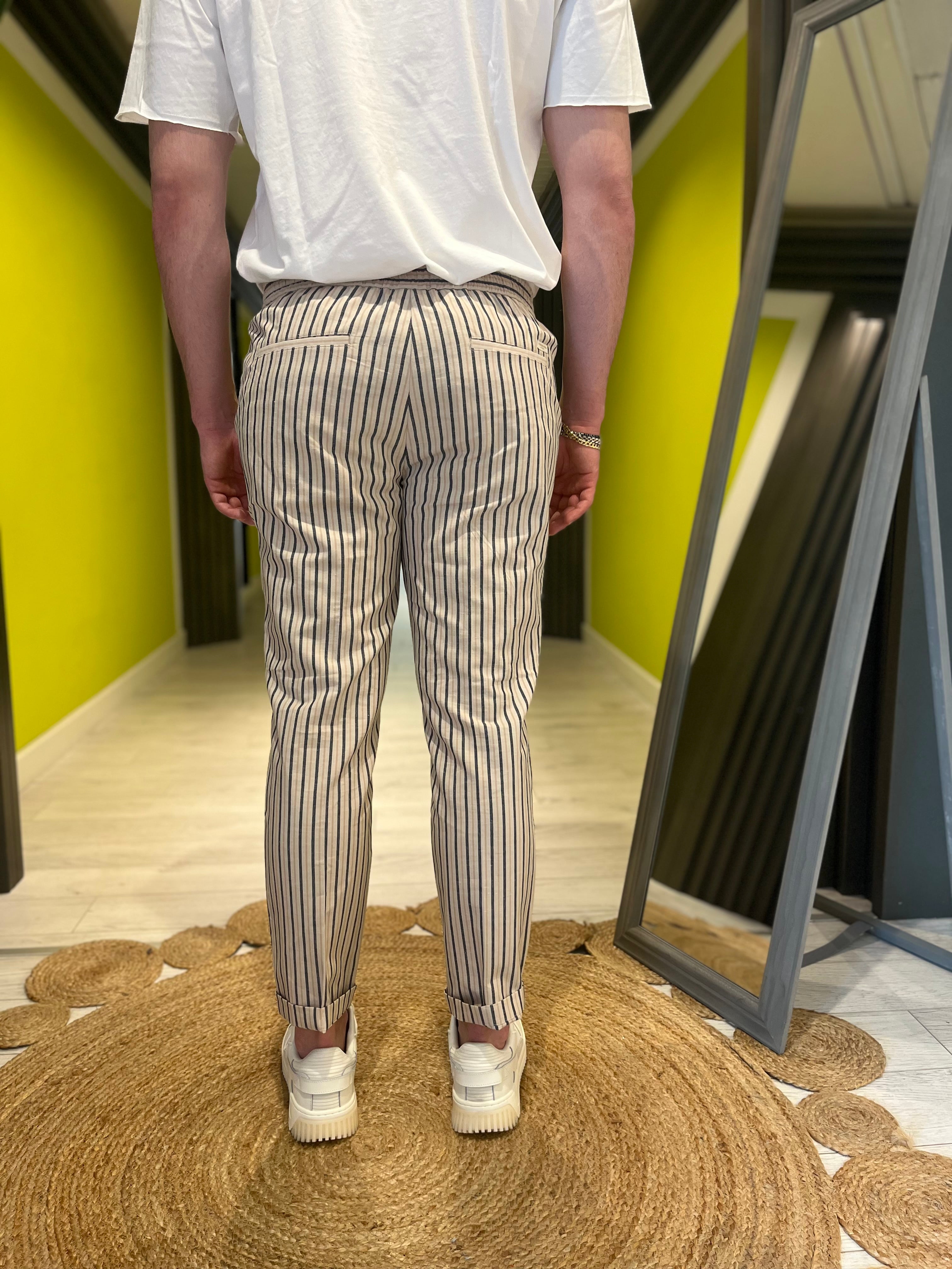 Pantalaccio rigato misto lino