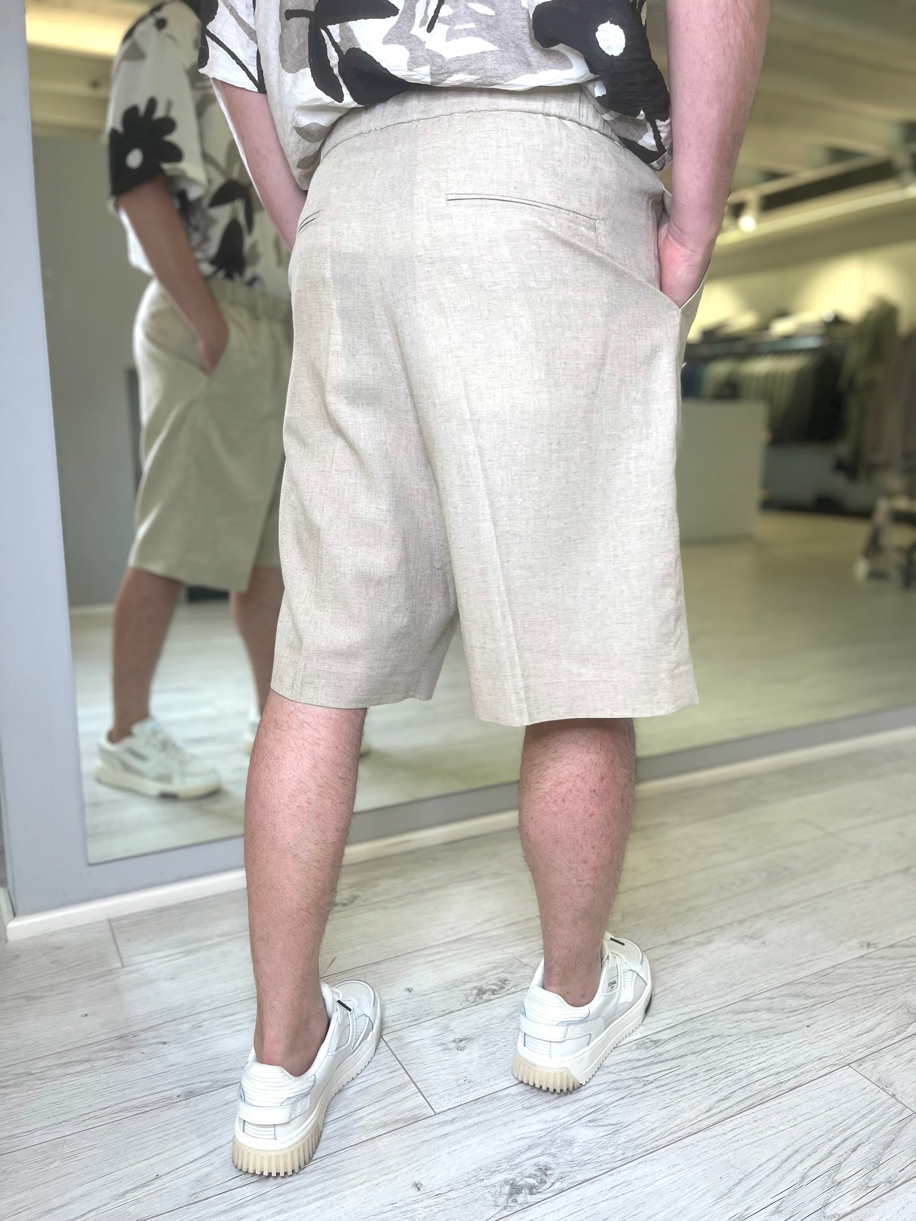 Bermuda con coulisse in lino