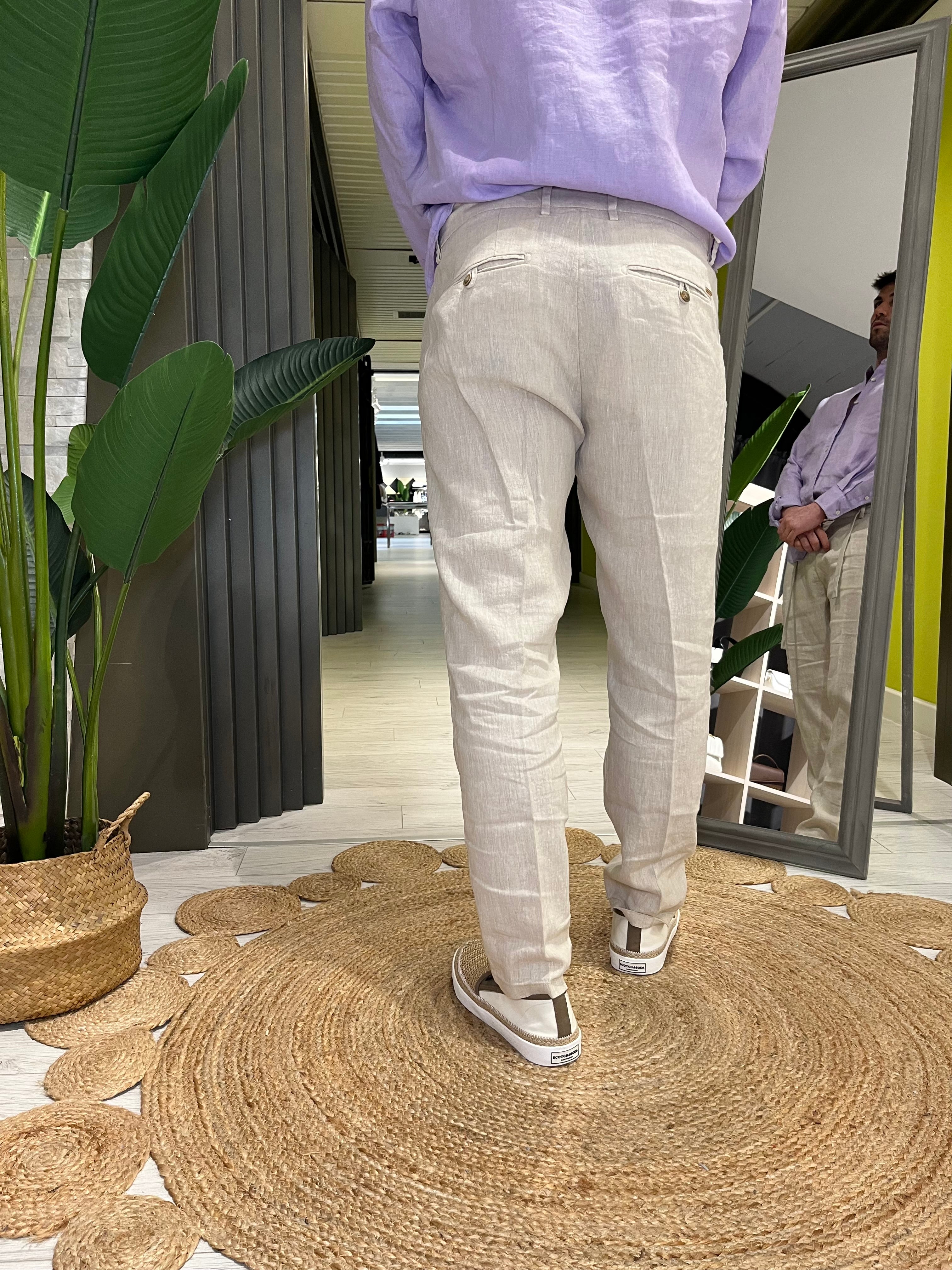 Pantalone in lino sabbia