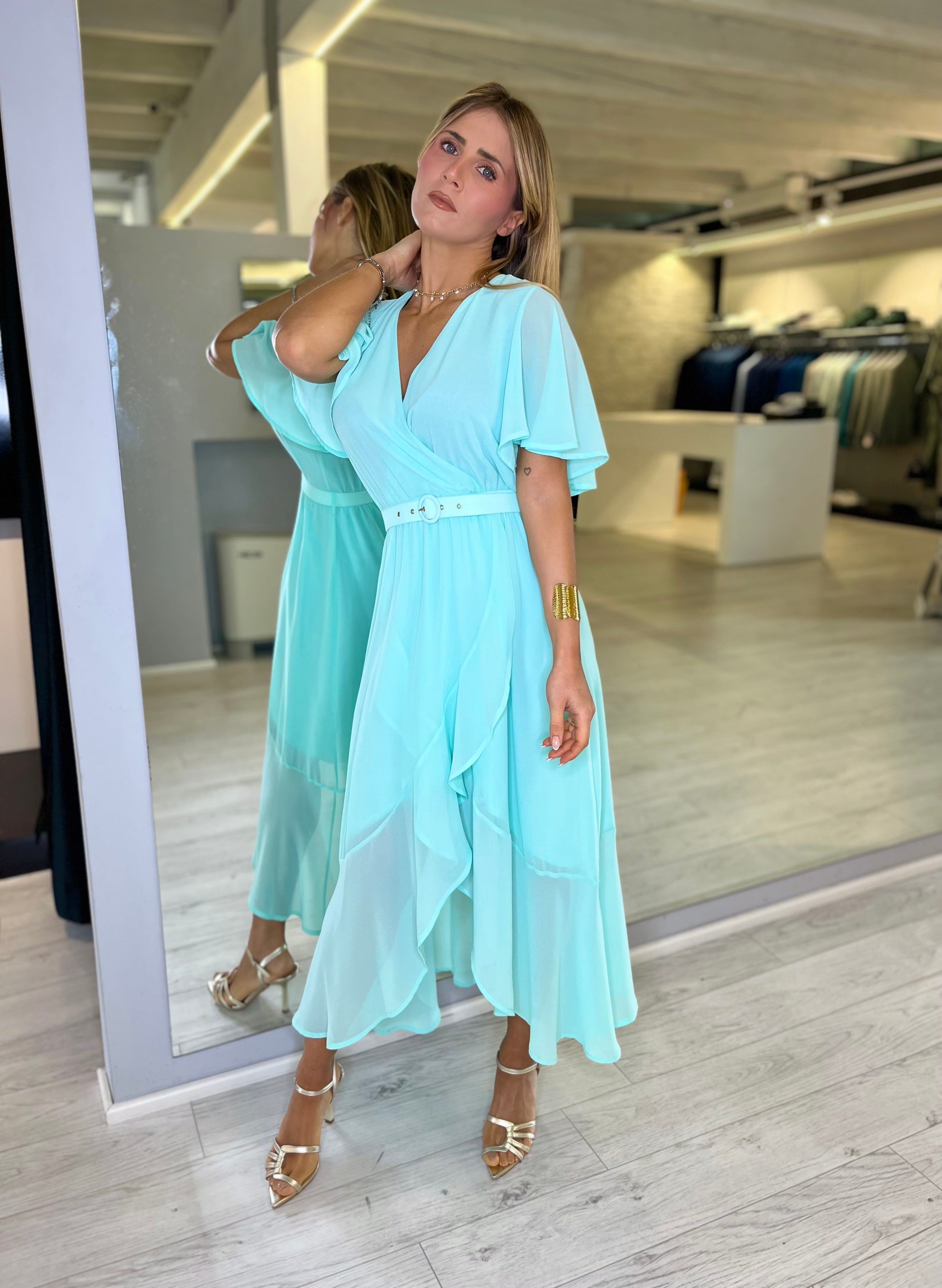 Abito midi acquamarina