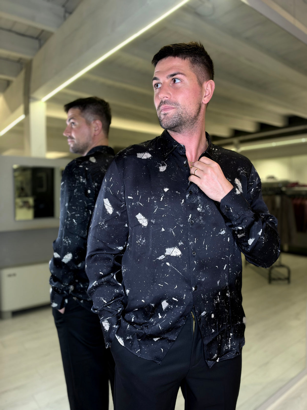 Camicia in viscosa con stampa