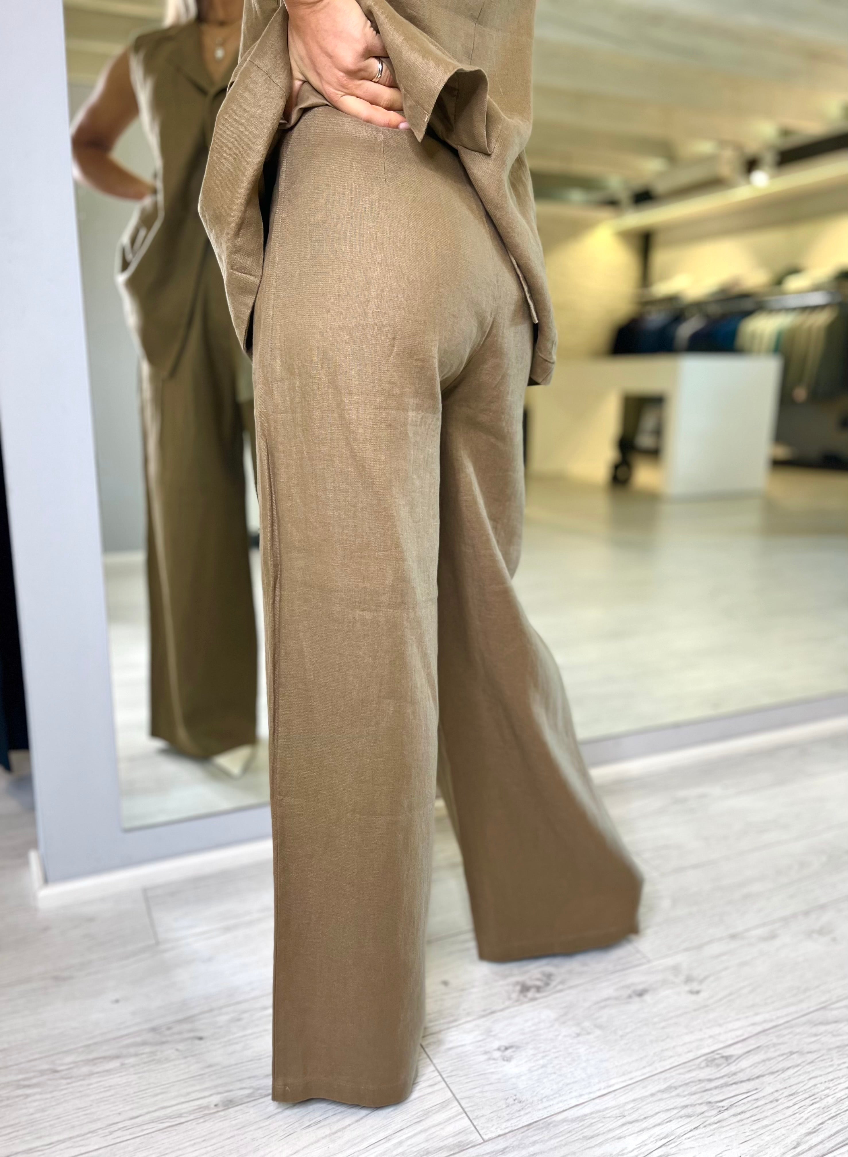 Pantalone in lino light brown