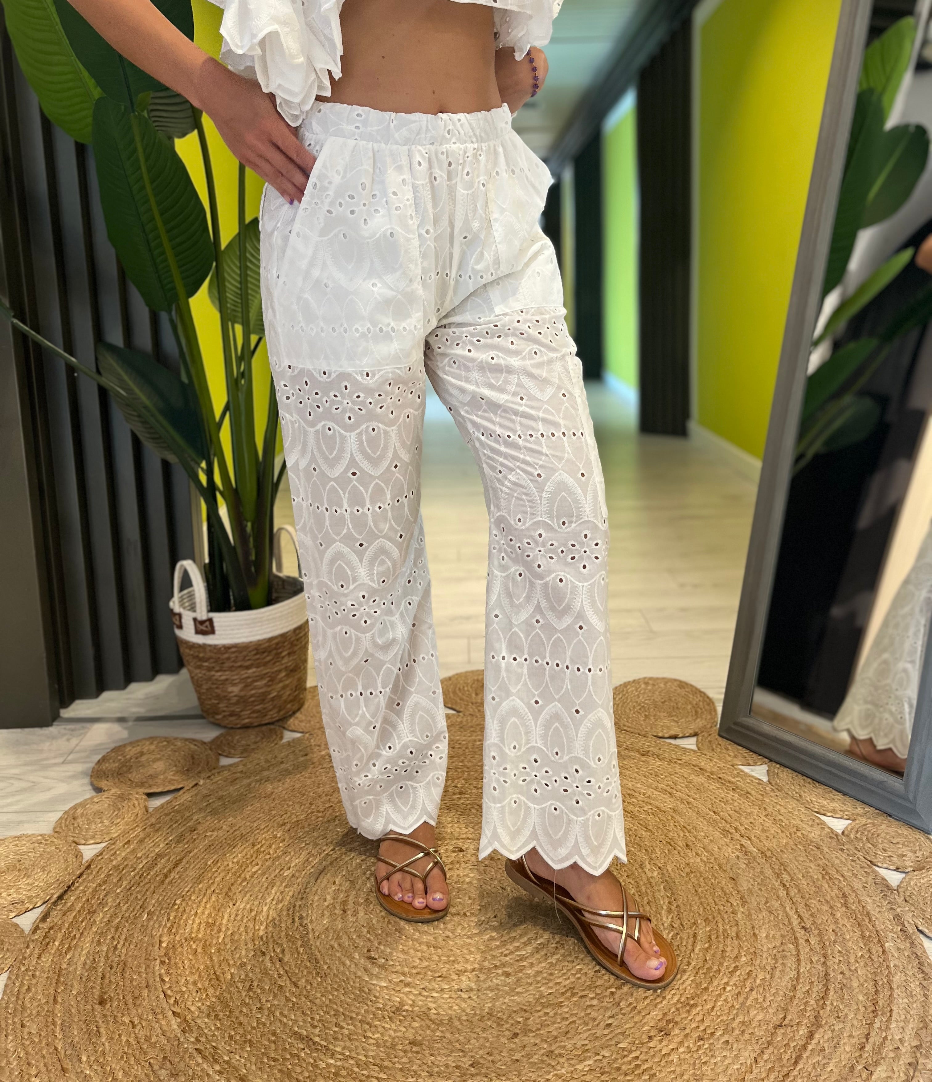 Pantalone sangallo bianco