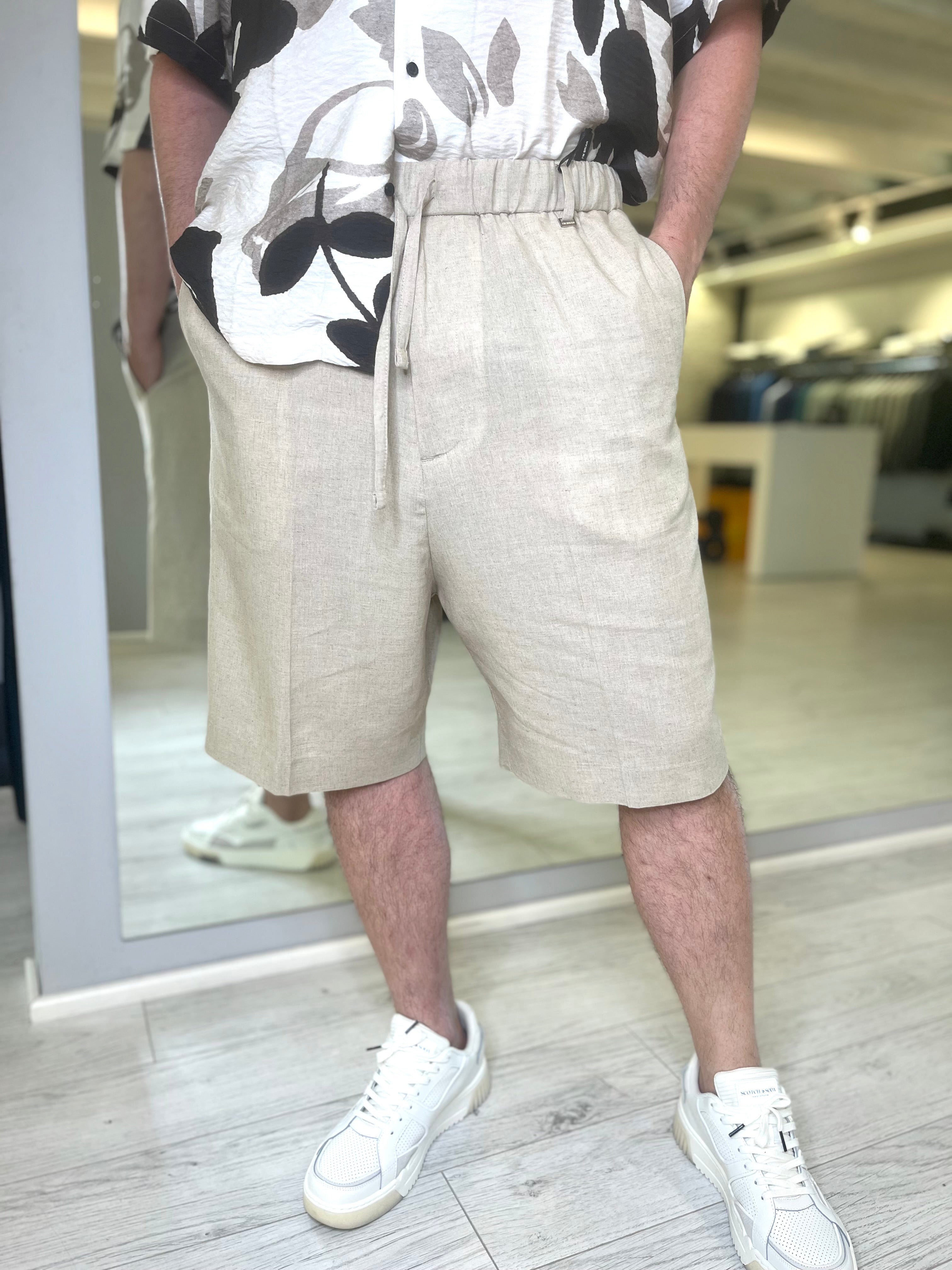Bermuda con coulisse in lino