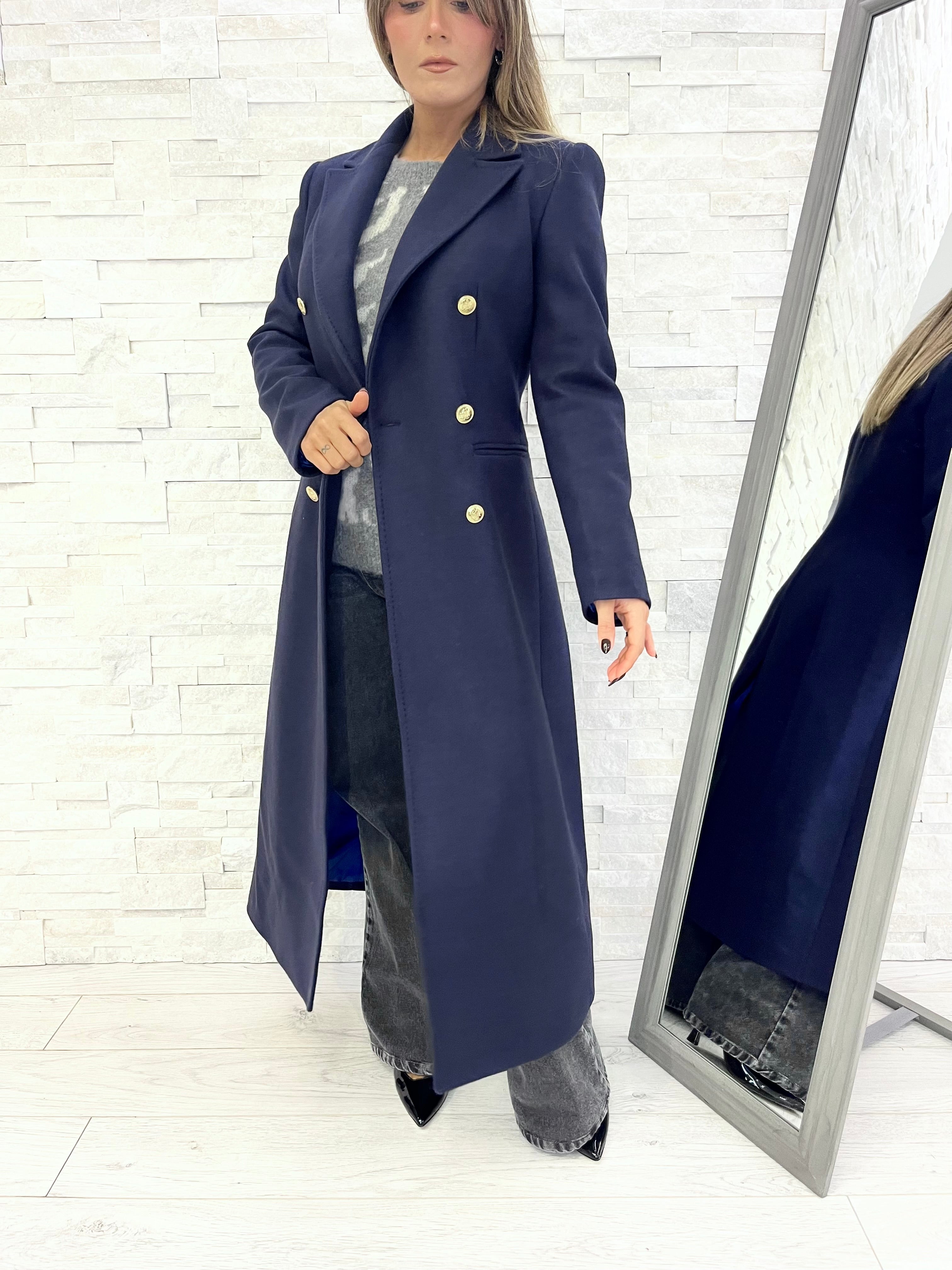Cappotto doppiopetto blu