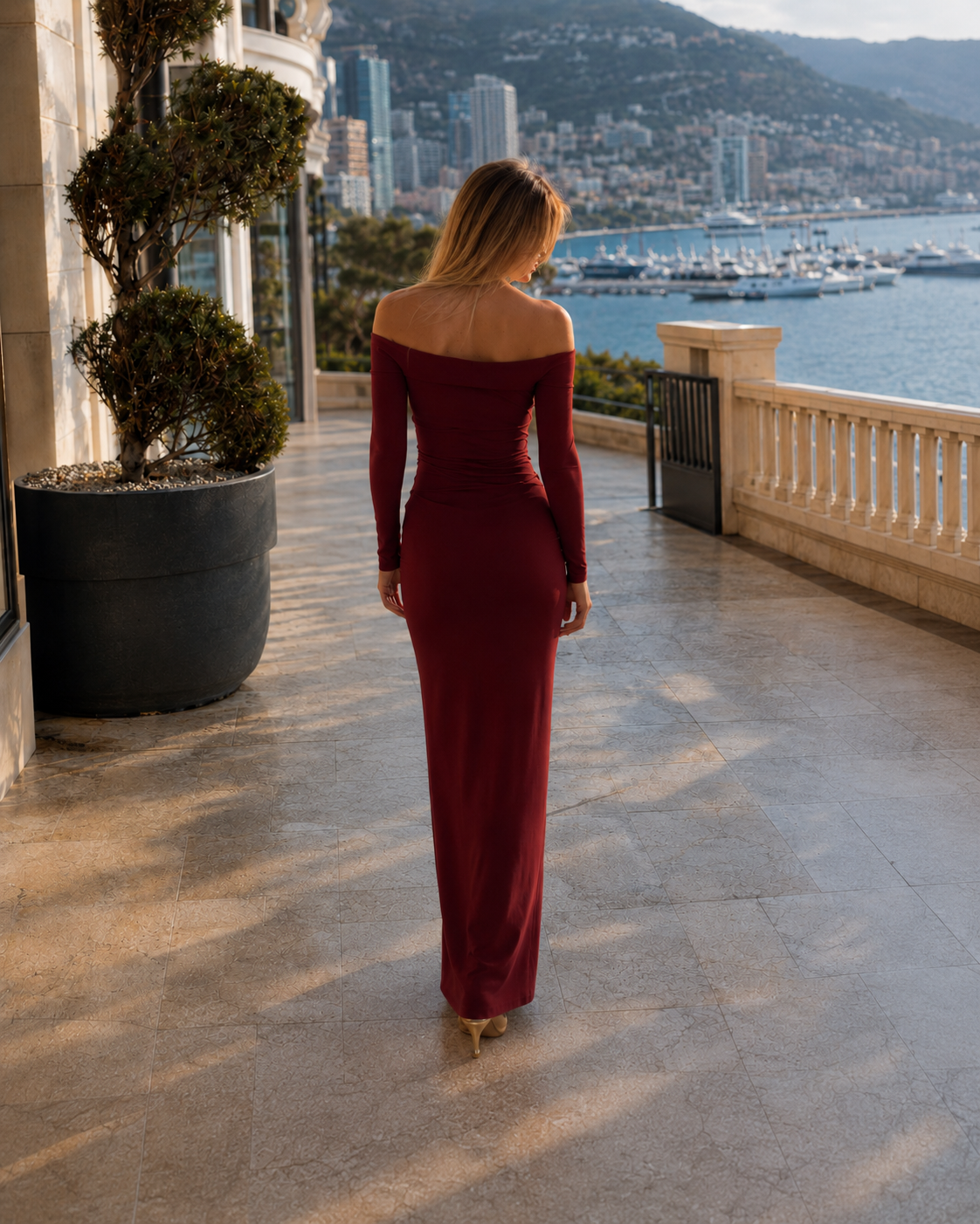Abito Bardot Bordeaux
