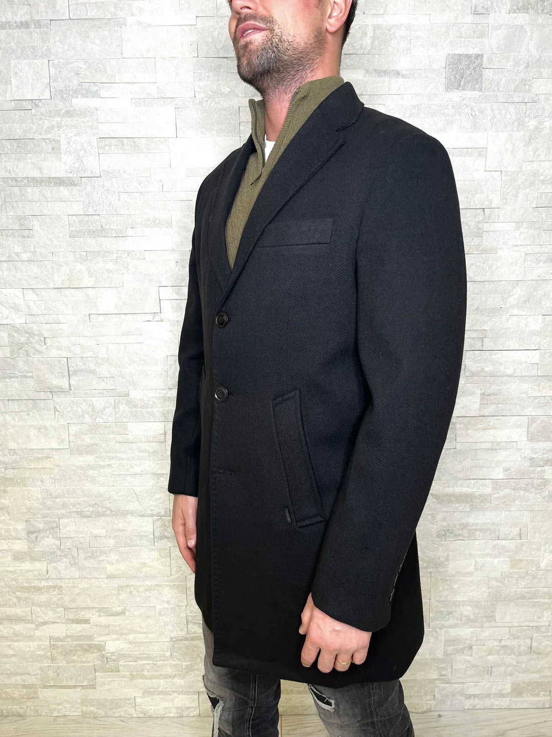 Cappotto slim fit nero