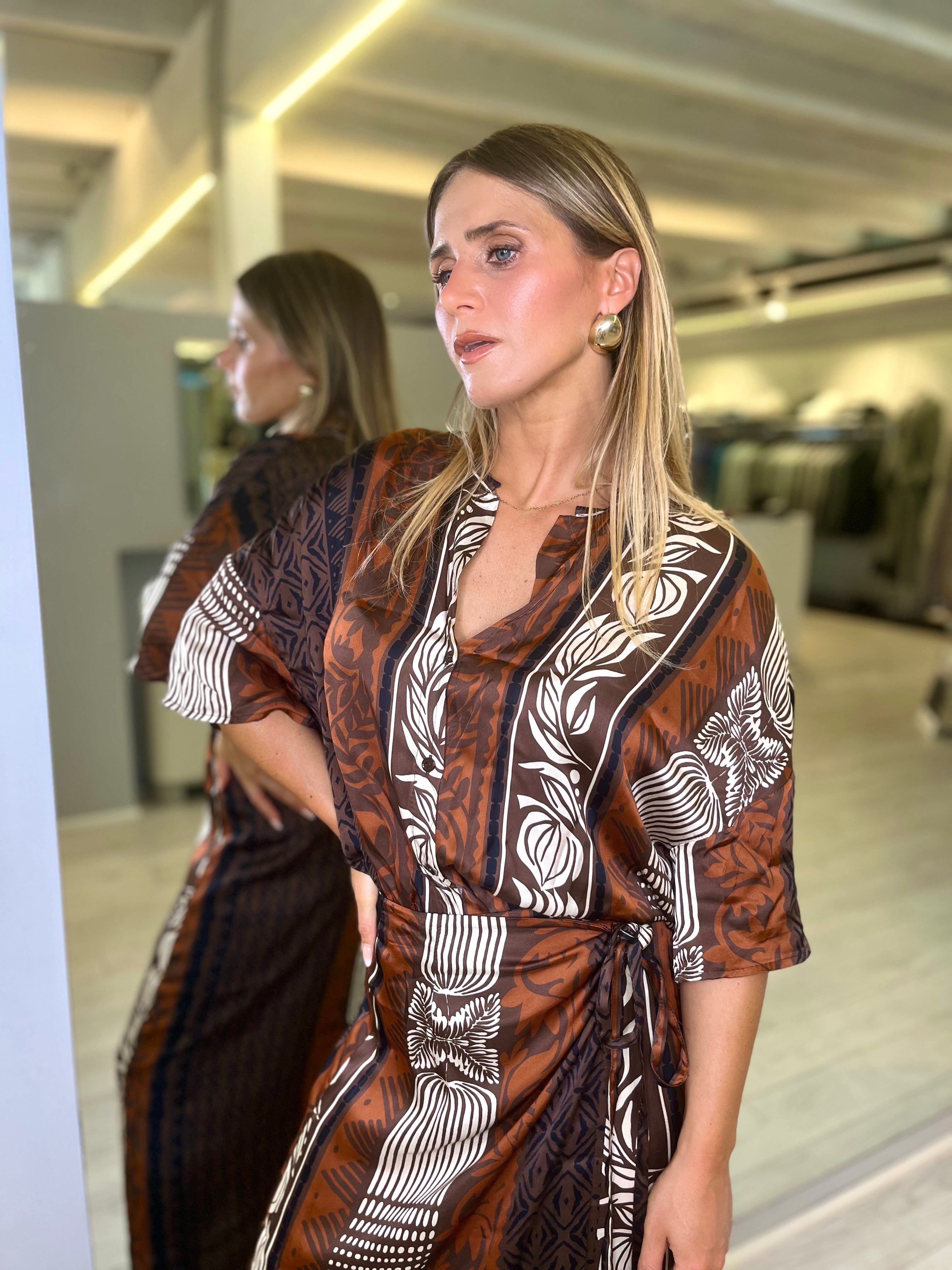 Blusa mezza manica fantasia