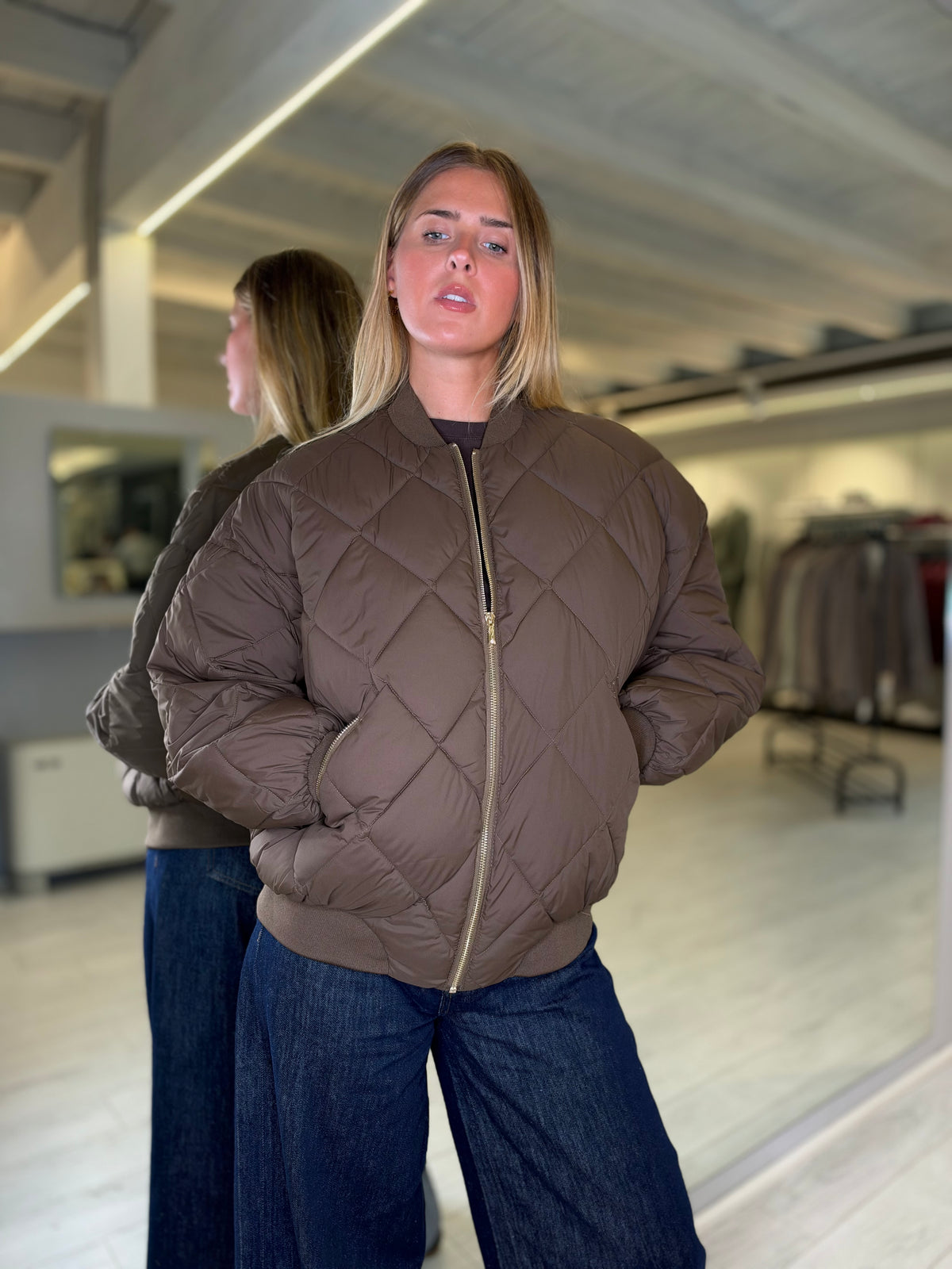 Bomber trapuntato dark brown
