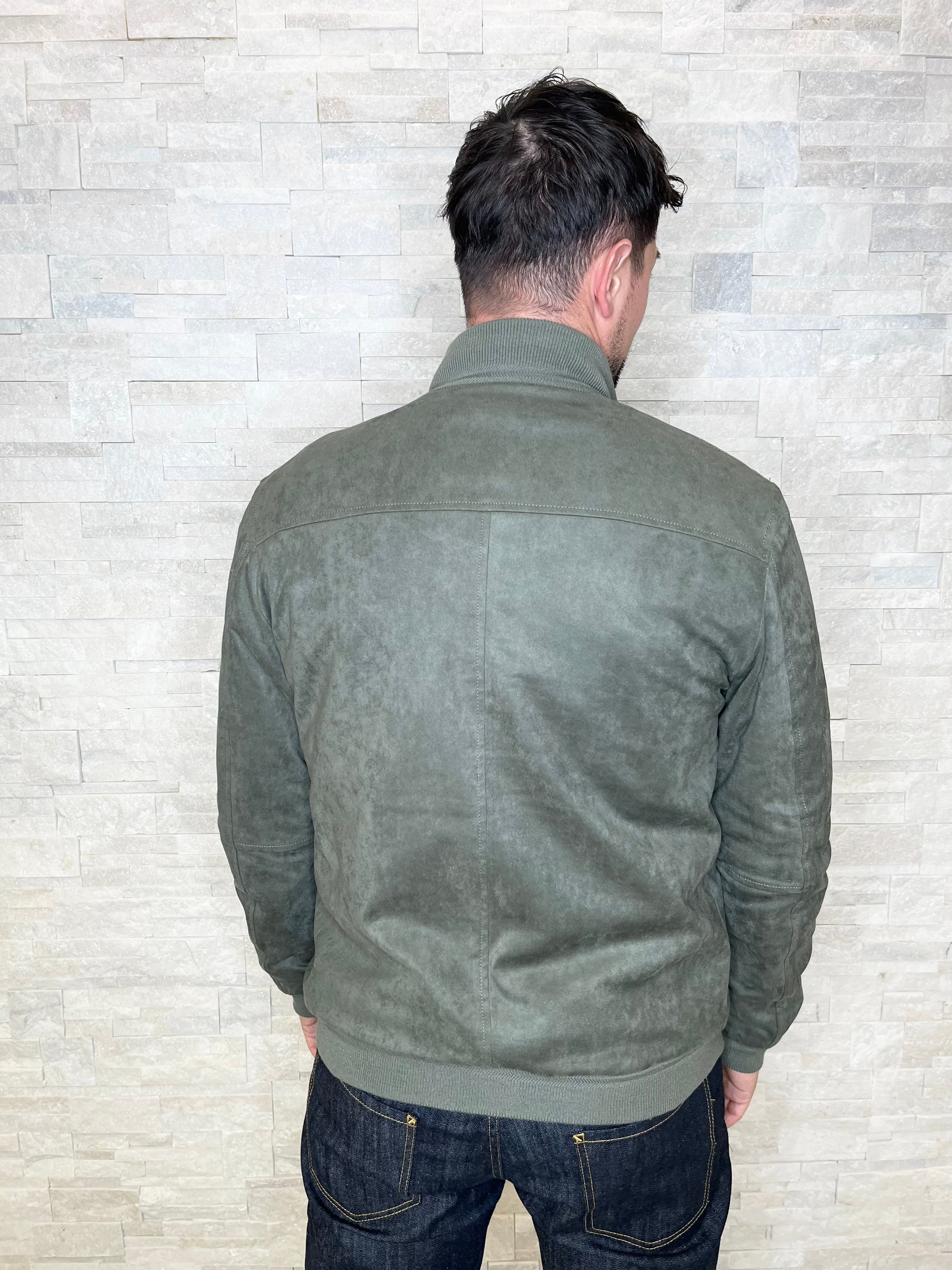 Giubbotto bomber effetto camoscio