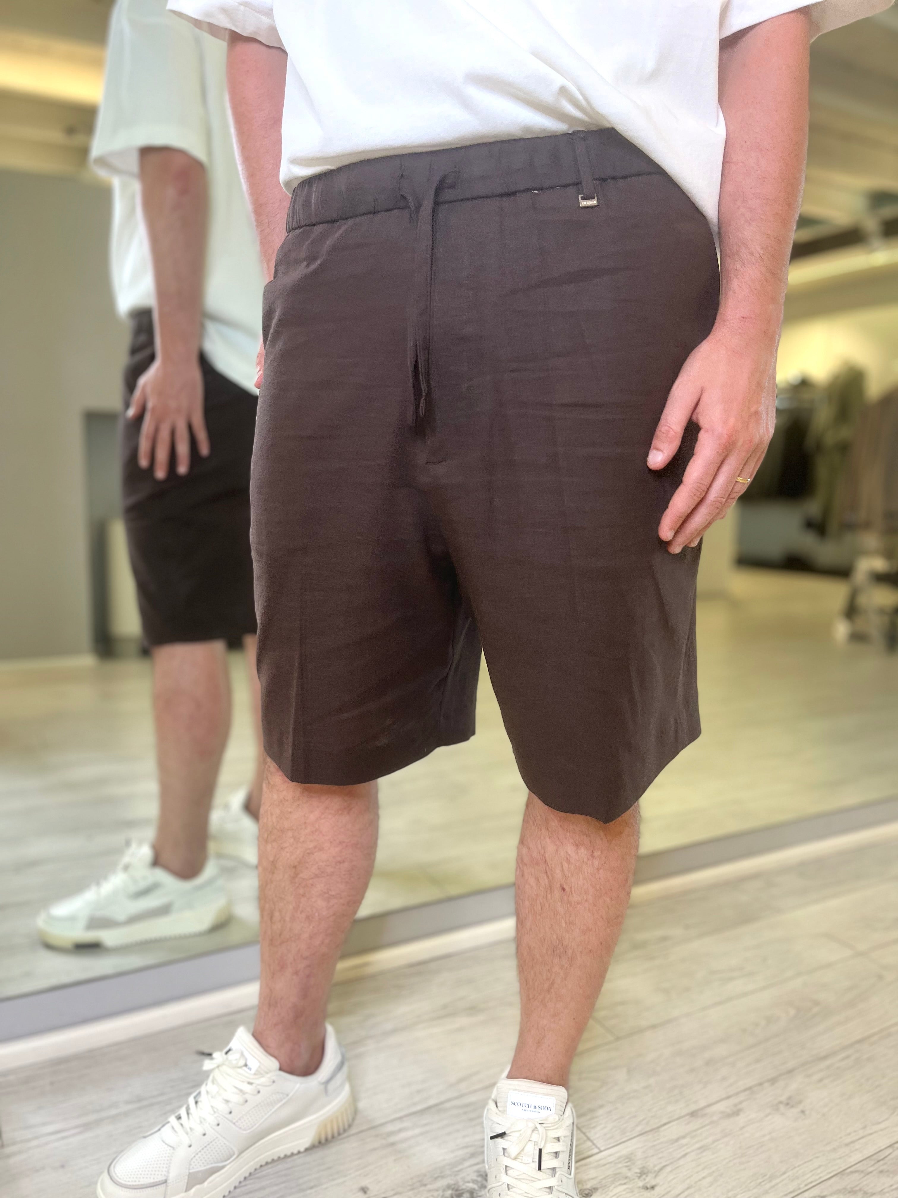 Bermuda con coulisse in lino