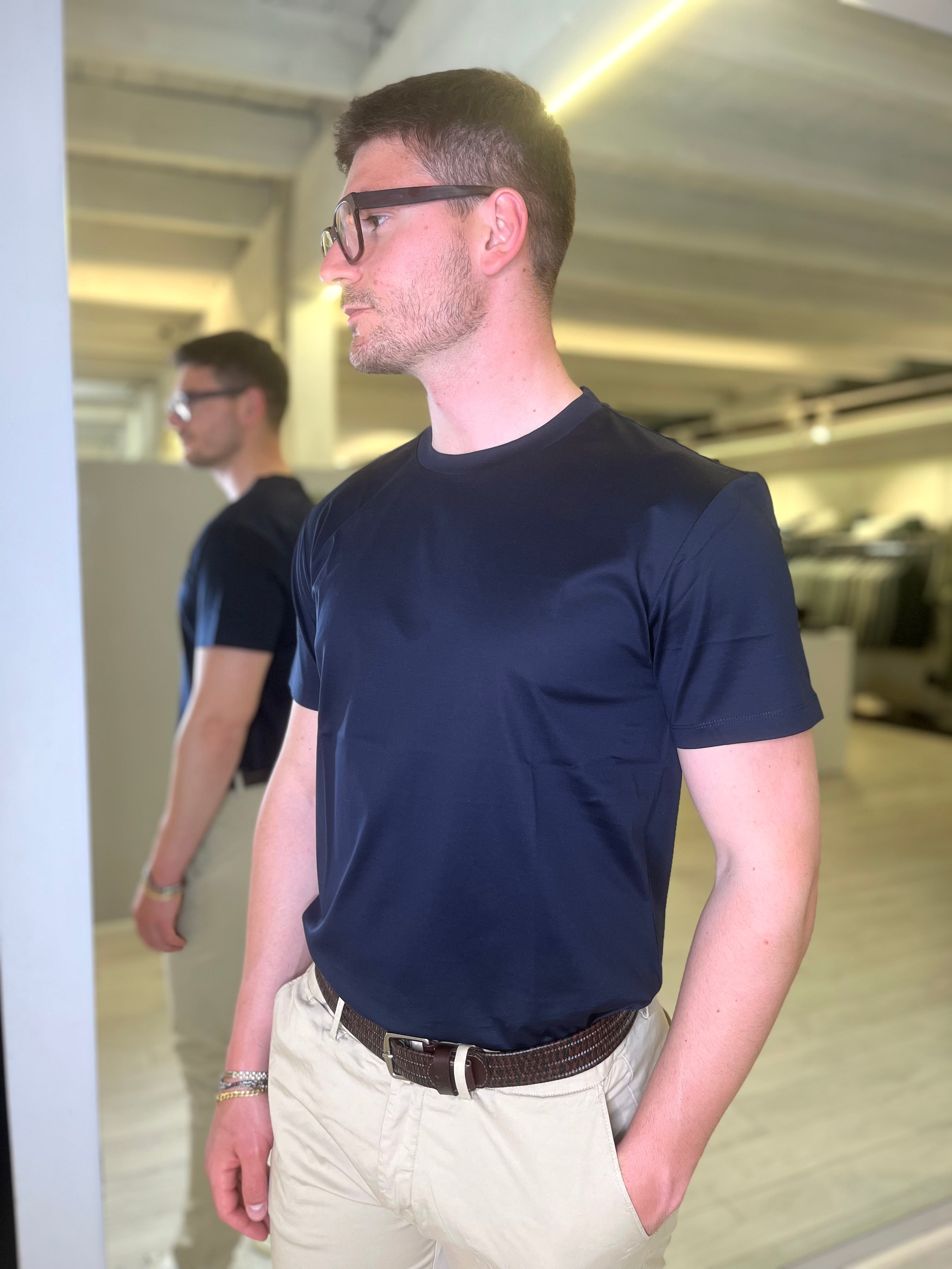 T-shirt jersey di cotone blu