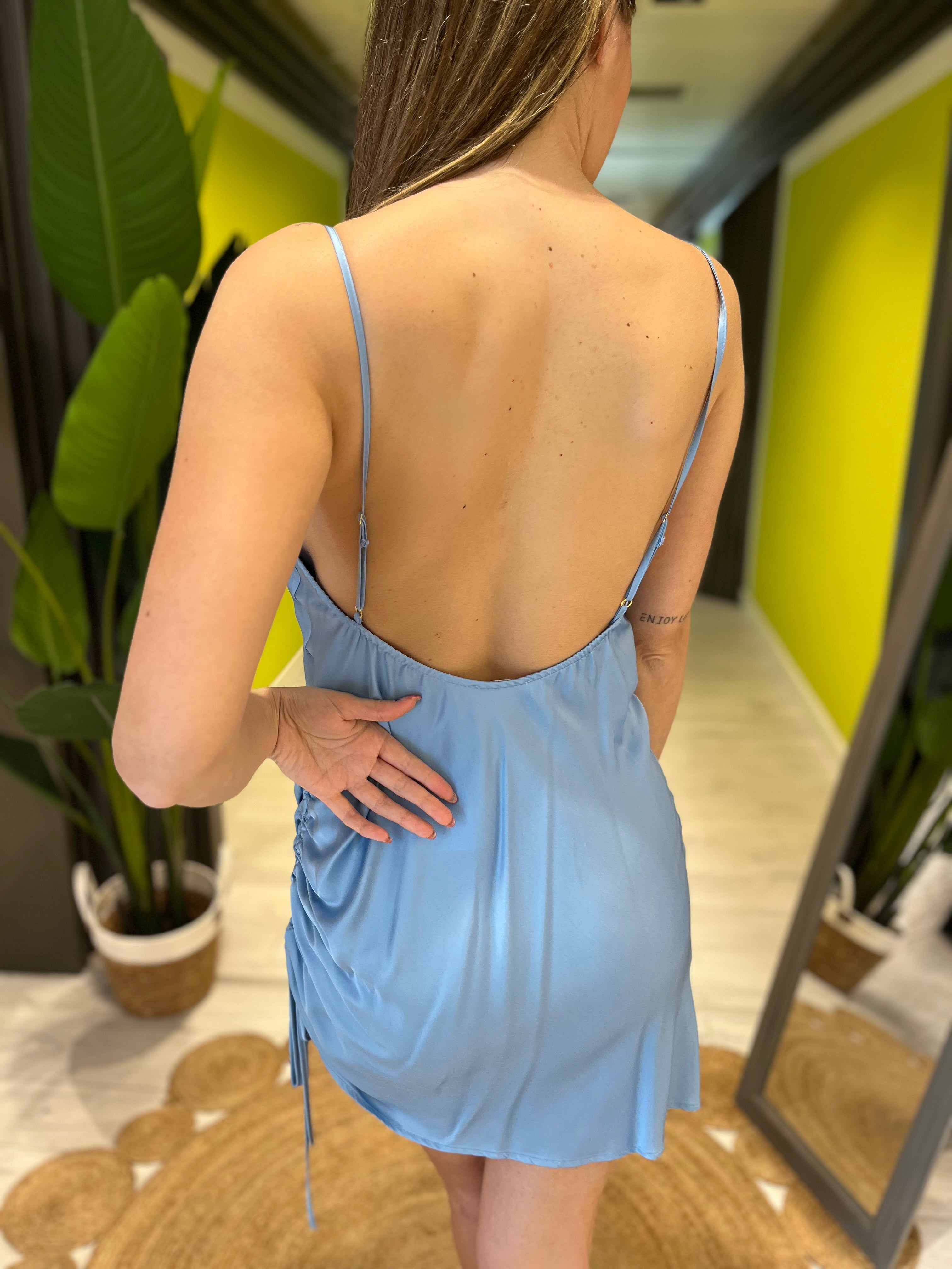 Abito corto in viscosa con coulisse