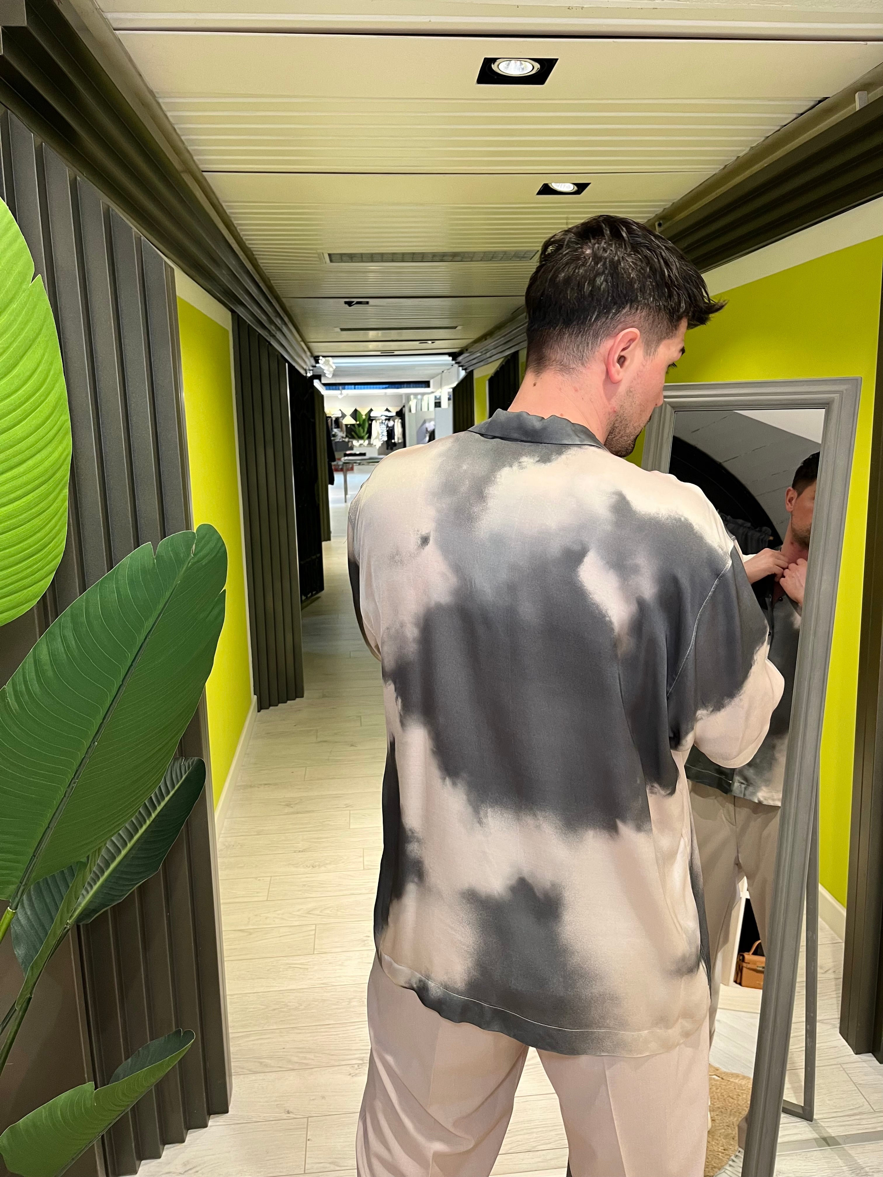 Camicia bowling in viscosa effetto maltinto