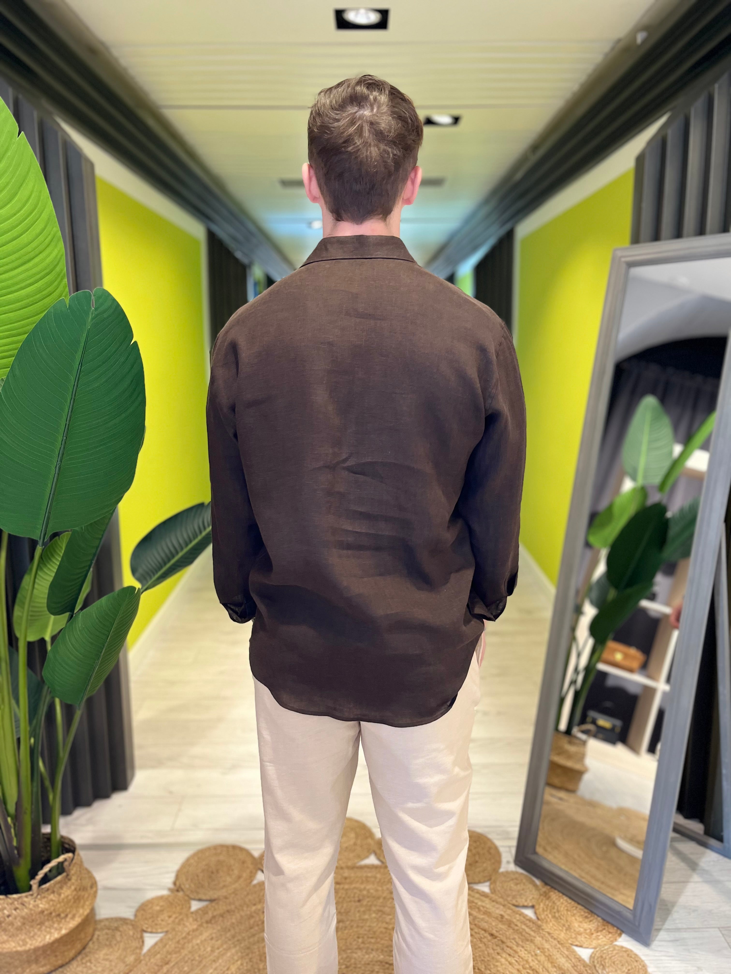 Camicia in lino moro