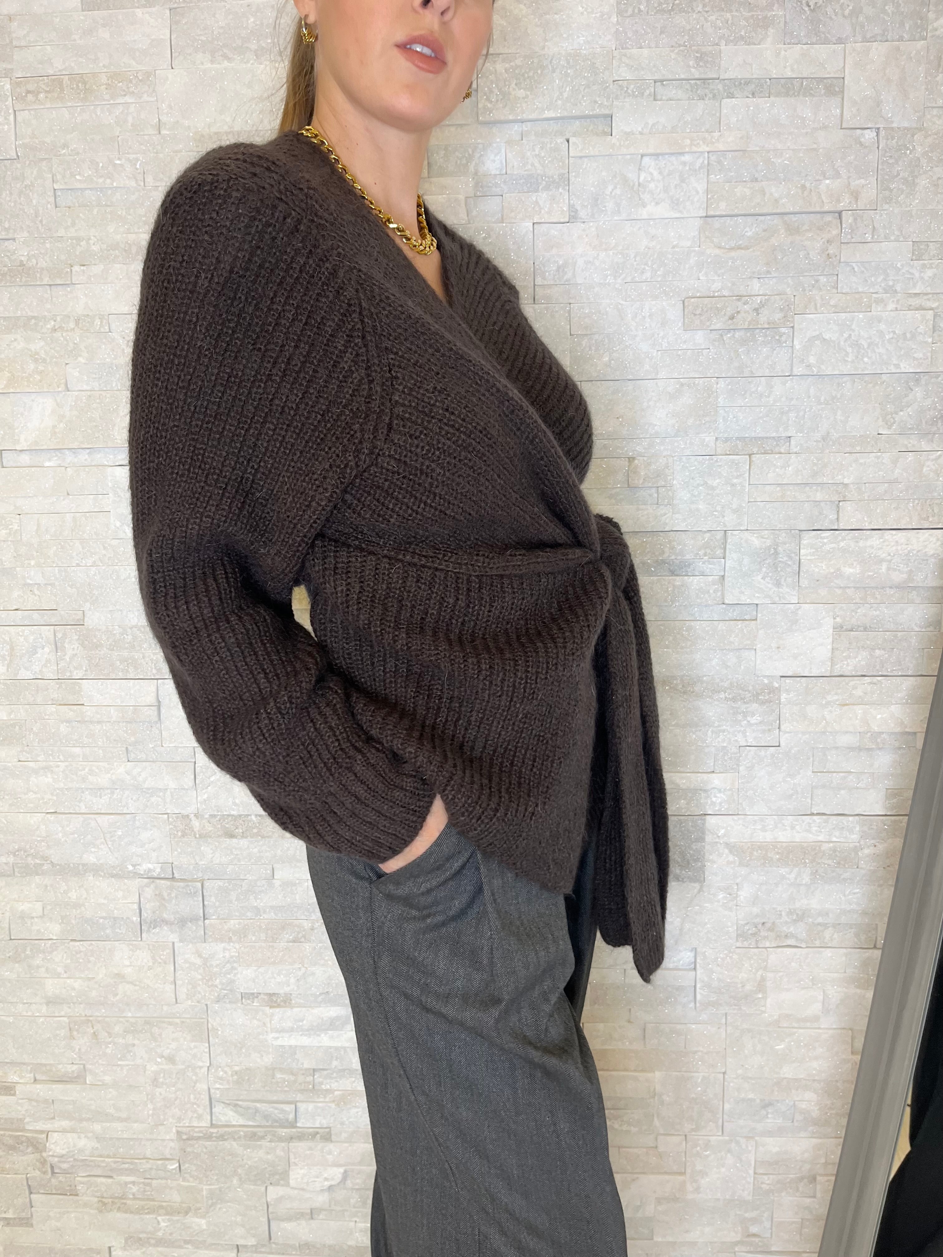 Cardigan moro a portafoglio