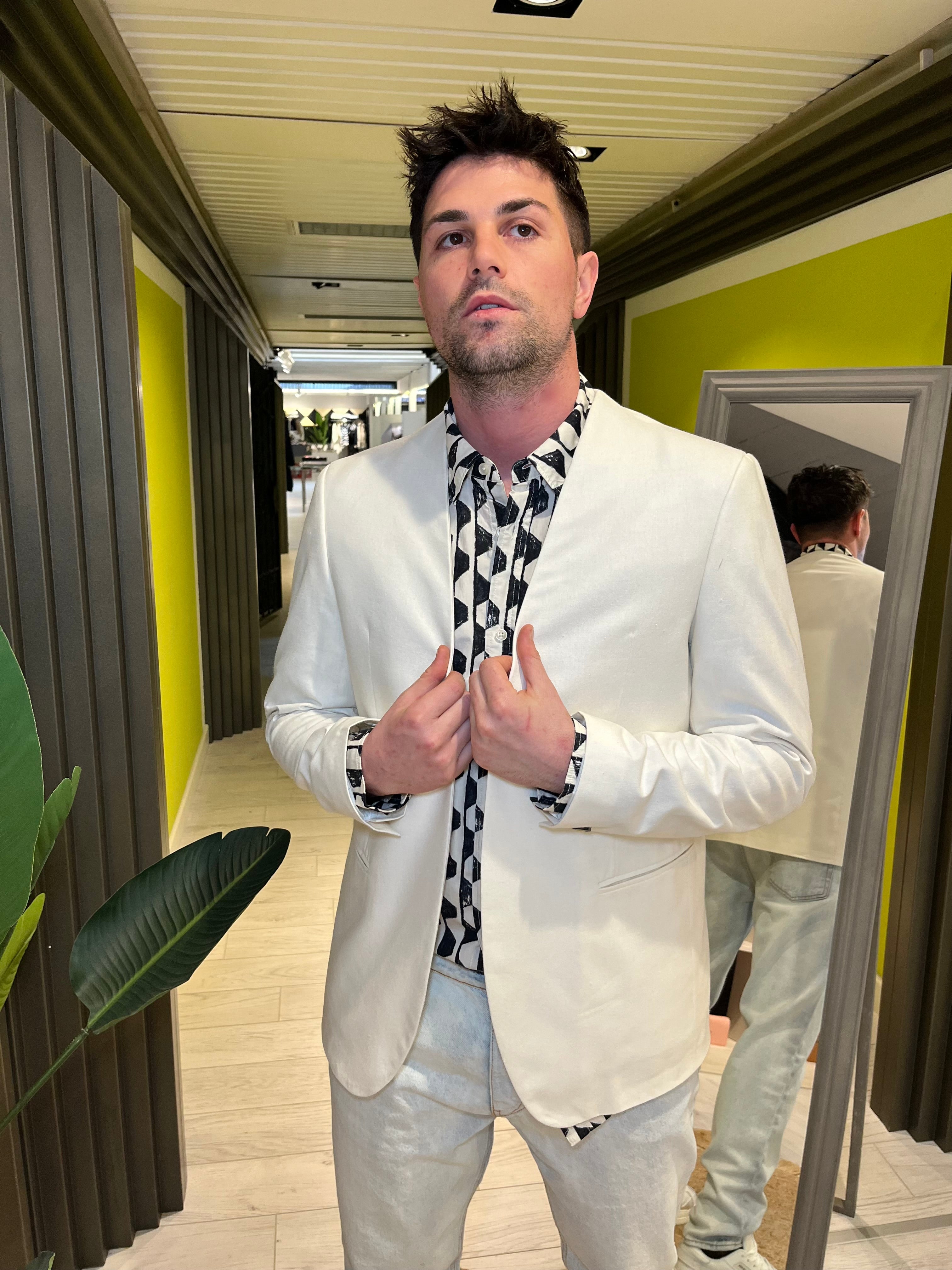 Giacca senza collo avorio