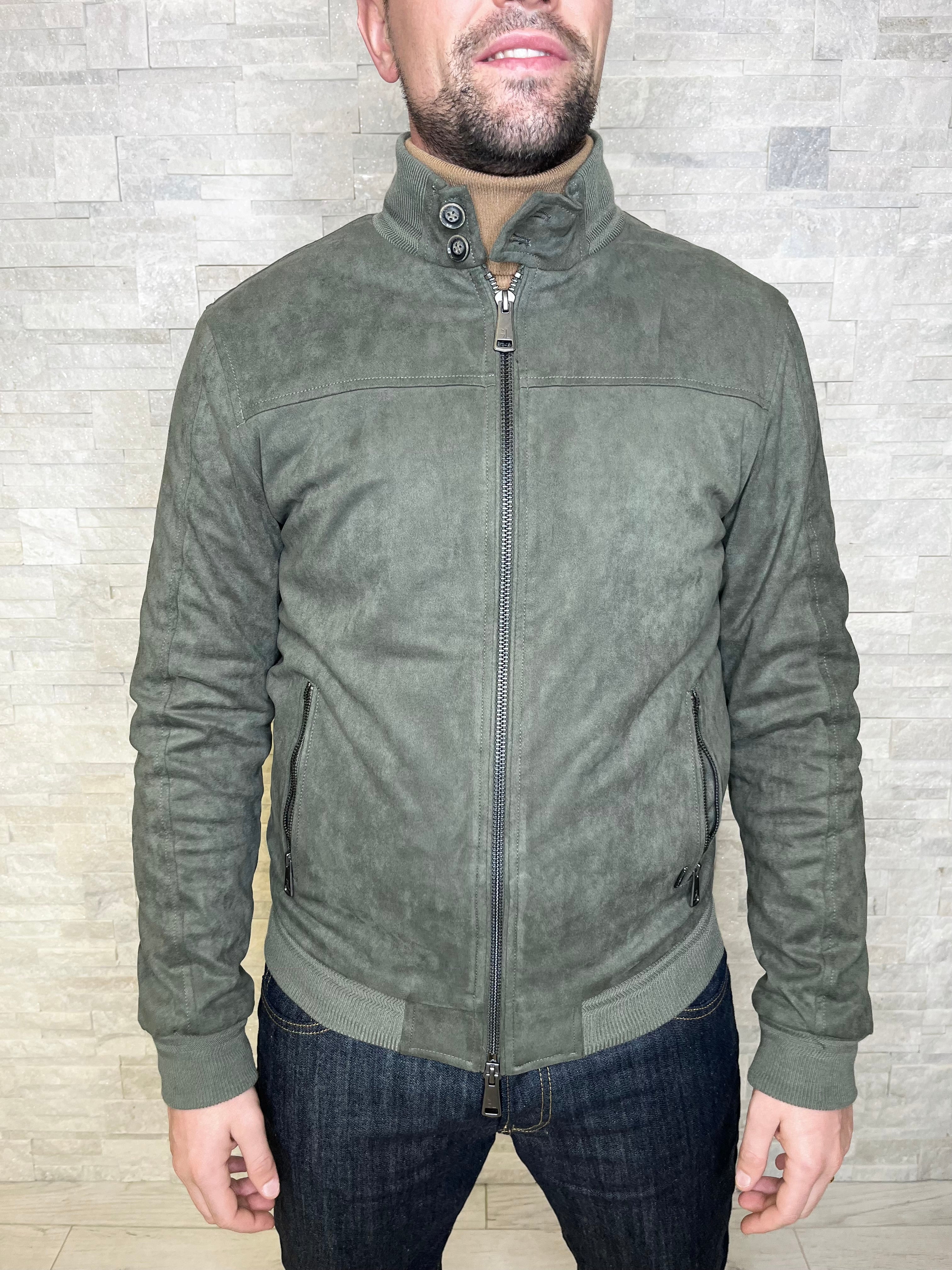 Giubbotto bomber effetto camoscio