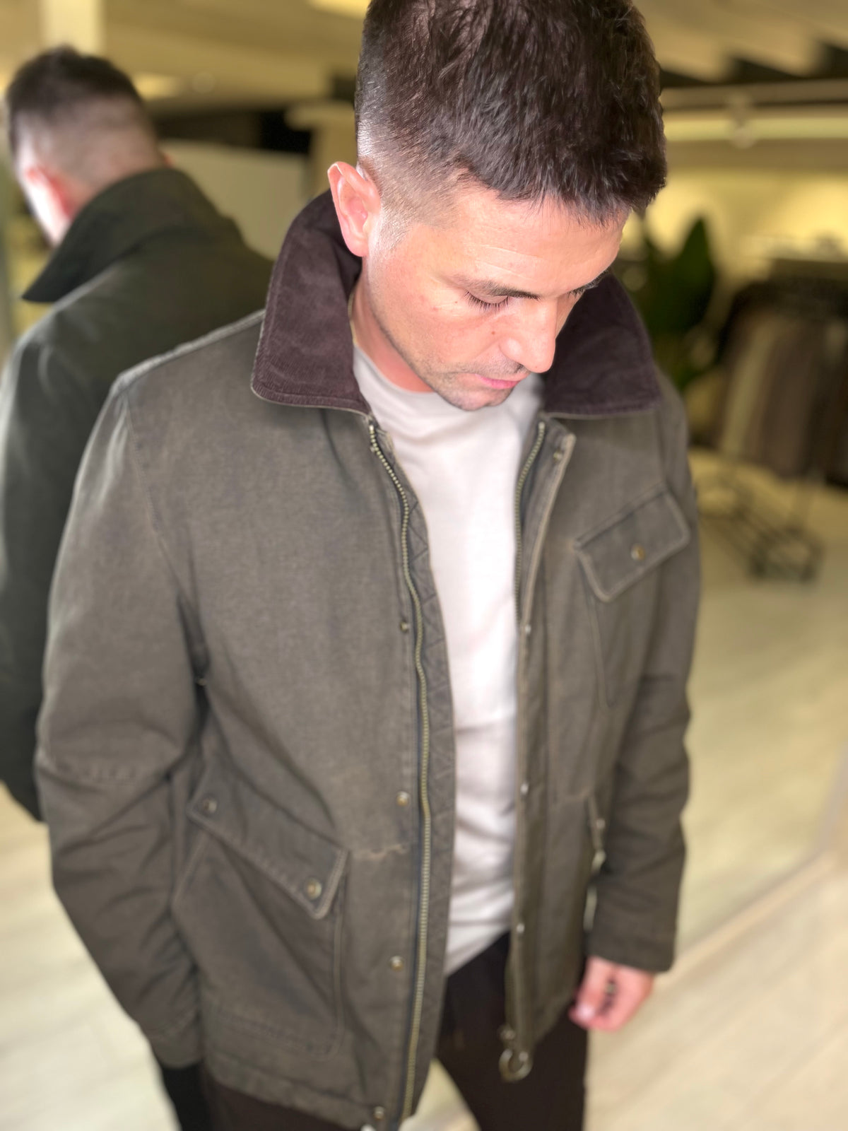 Field Jacket con colletto in velluto