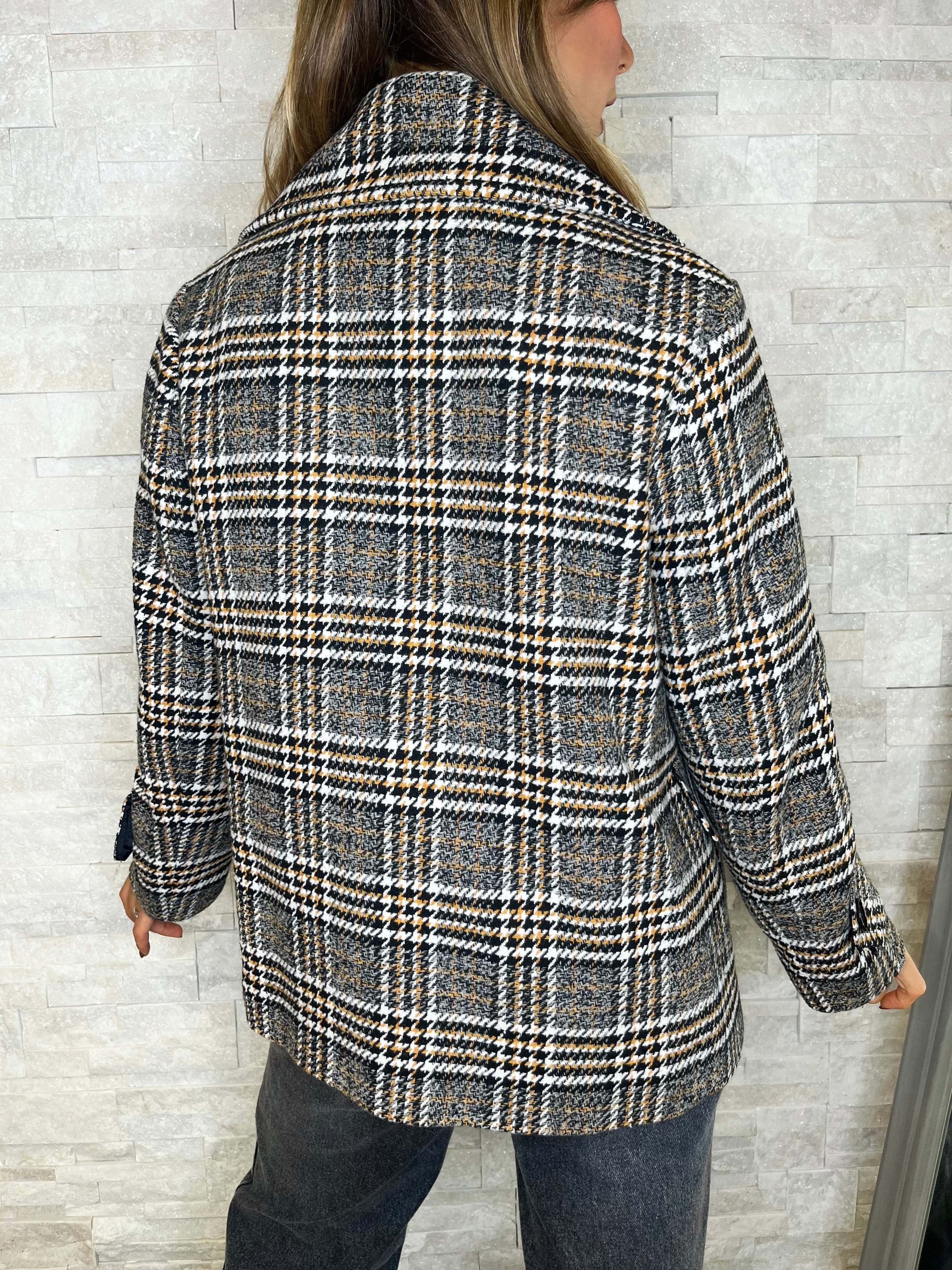 Cappotto midi tartan doppiopetto