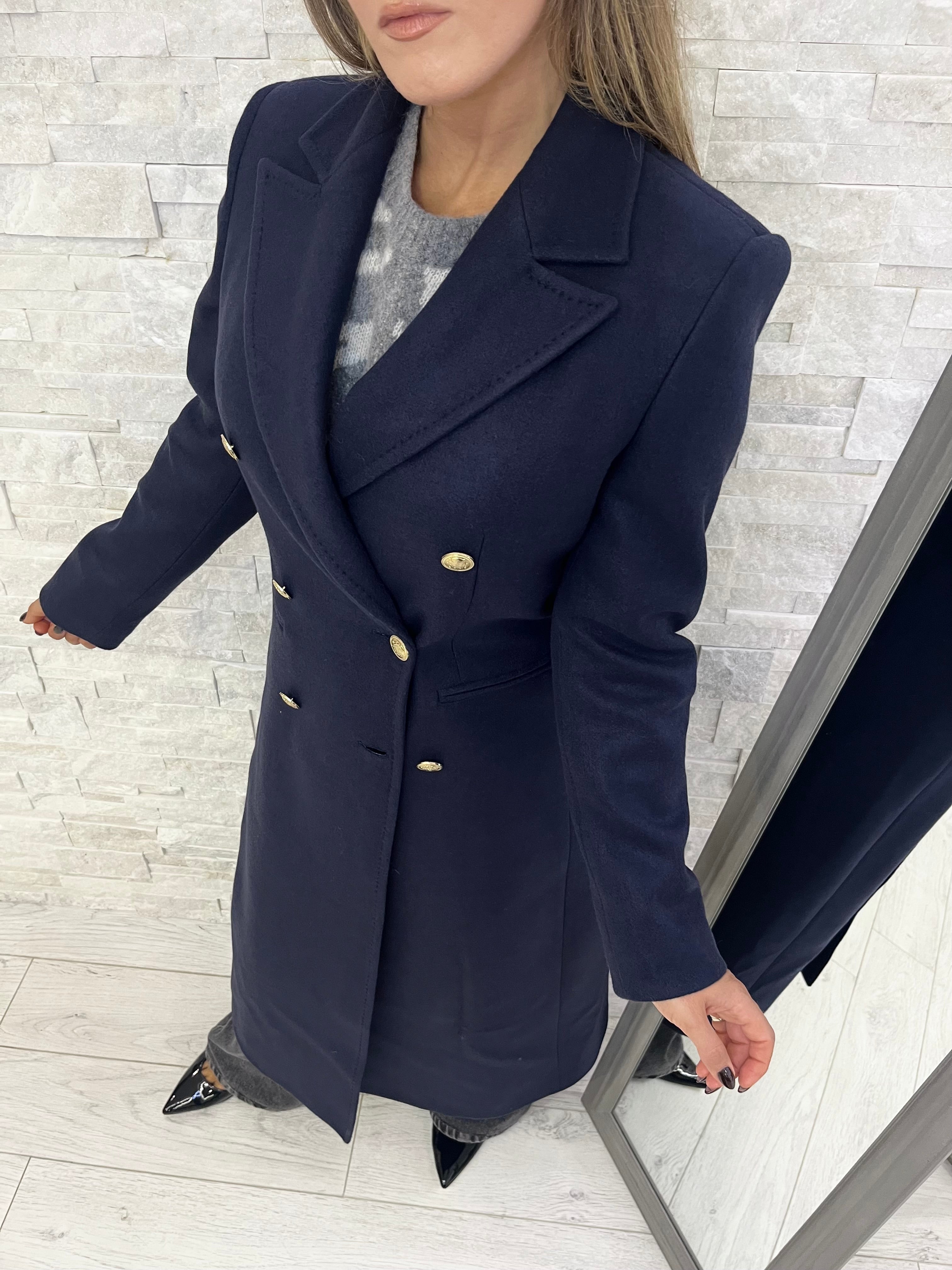Cappotto doppiopetto blu
