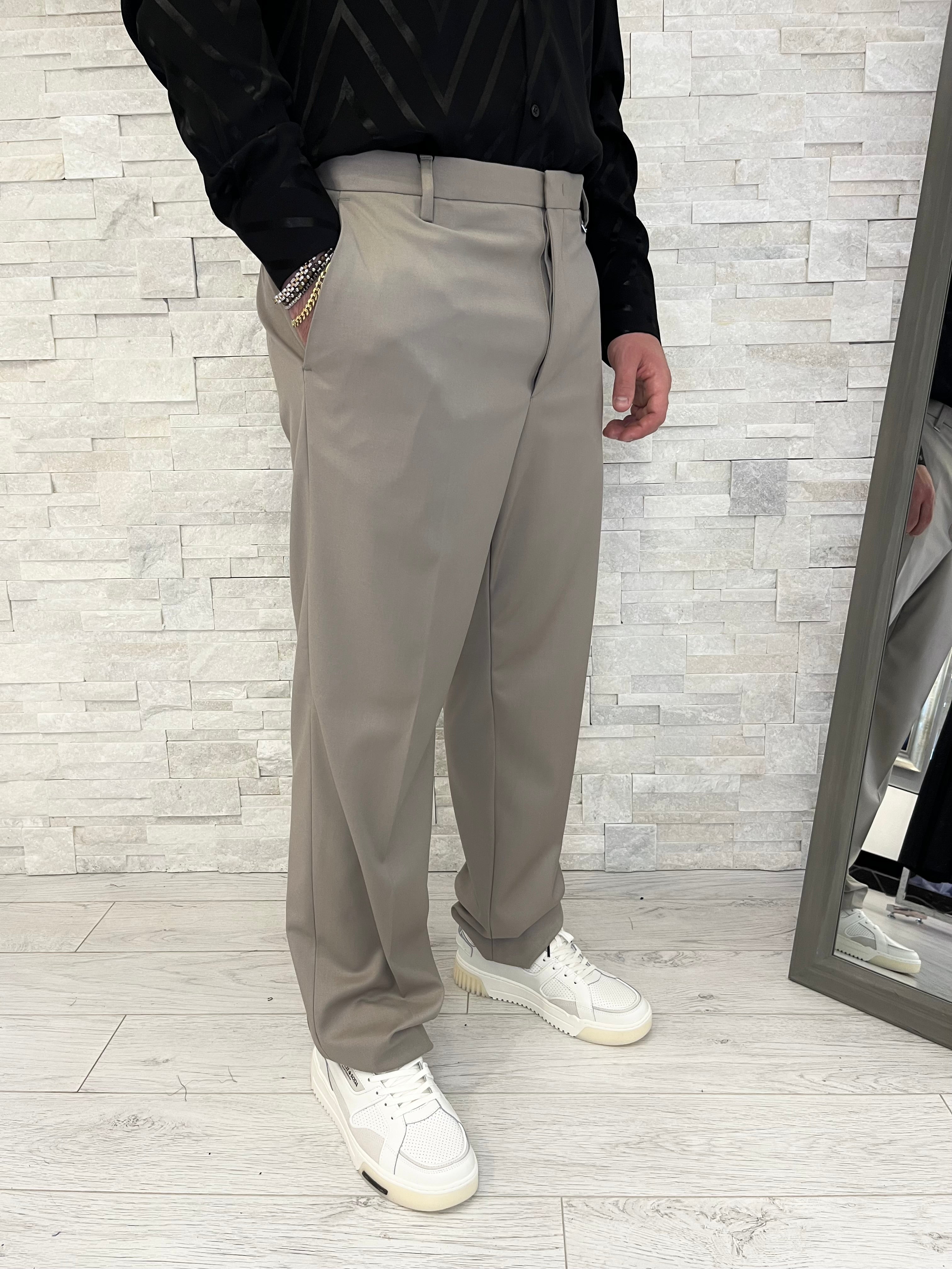 Pantalone elegante mastice