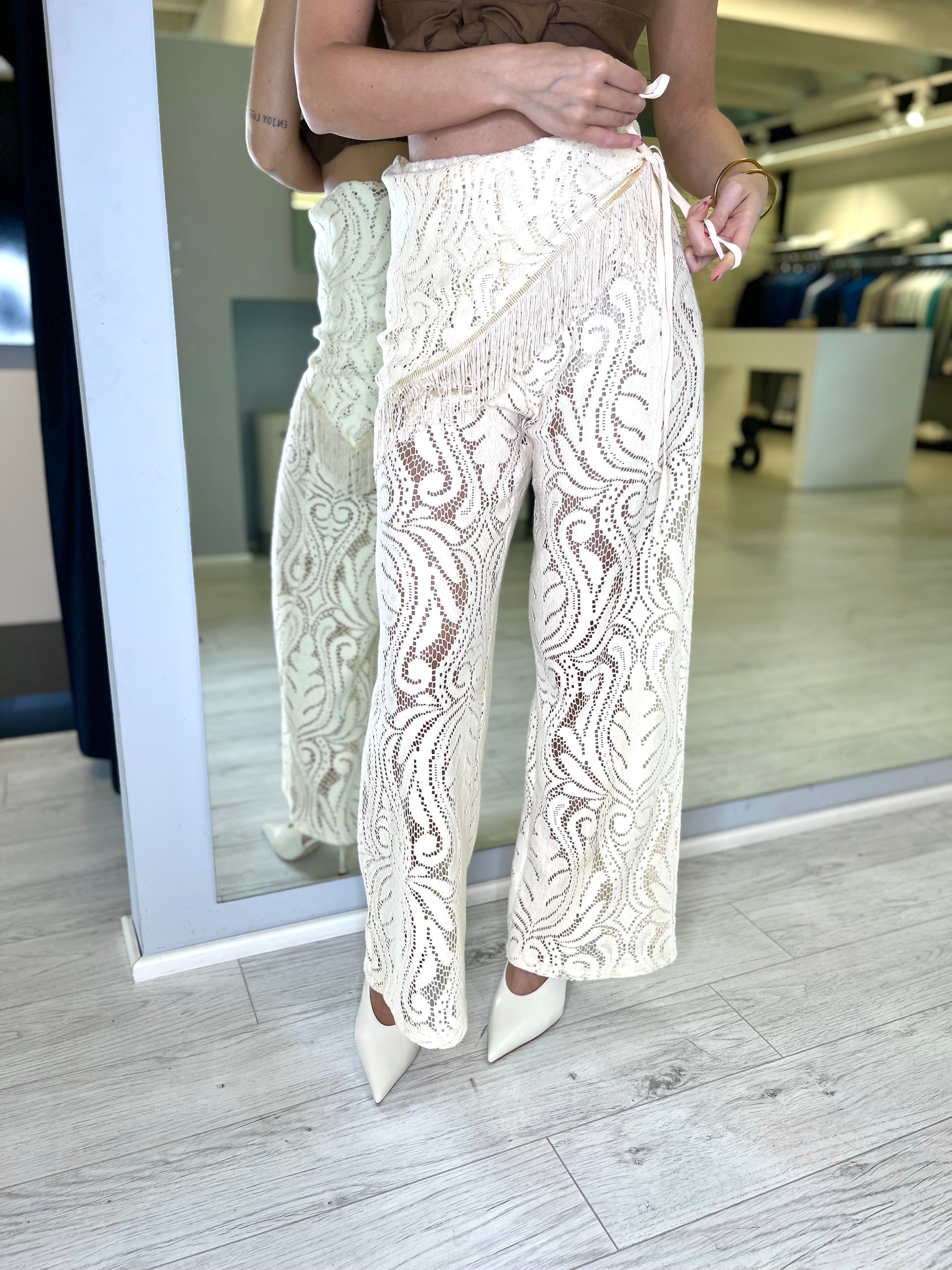 Pantalone crochet burro