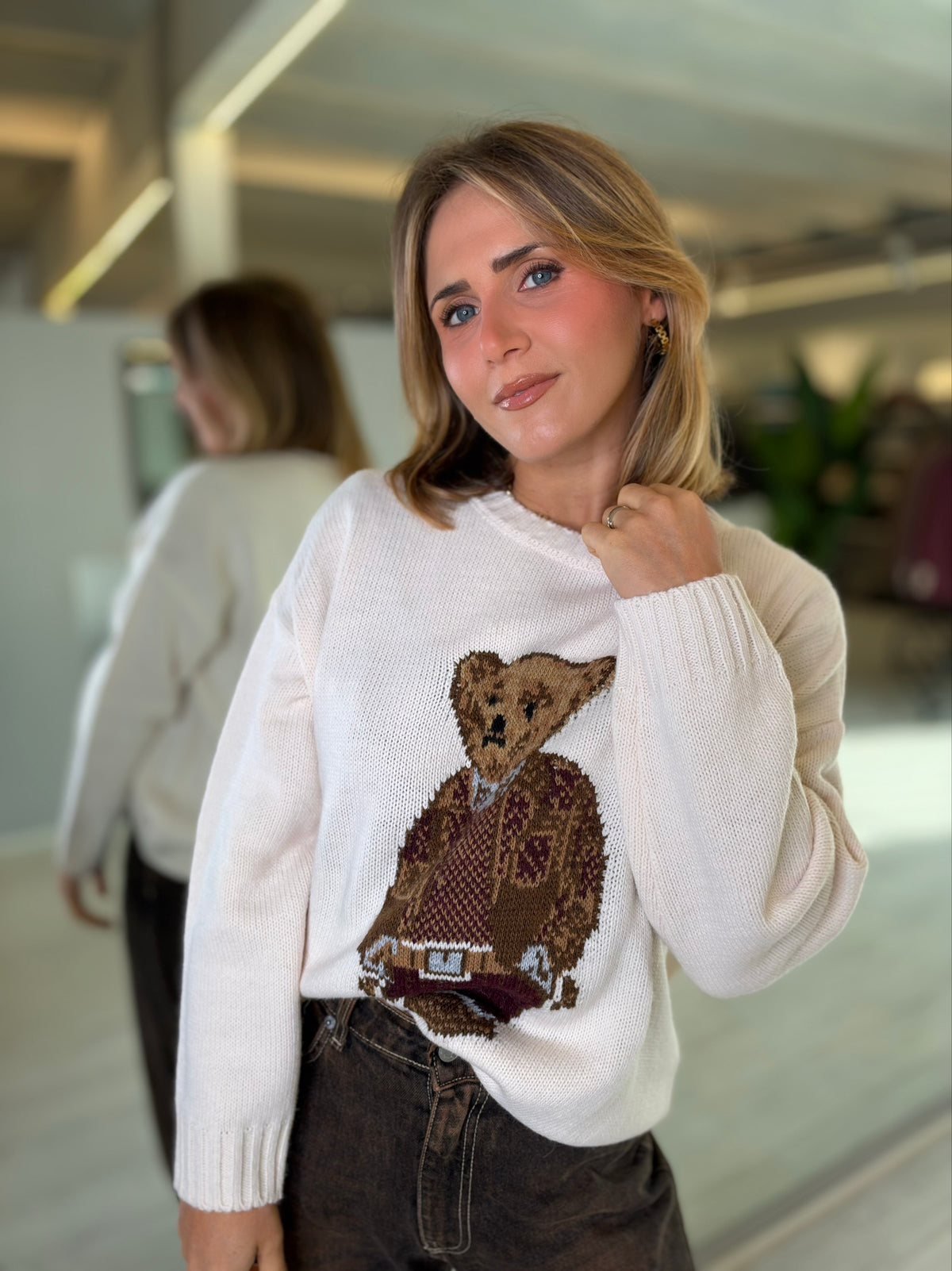 Maglia con stampa orsetto
